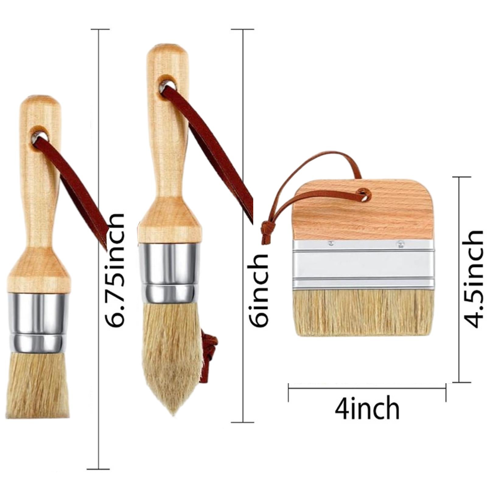 3Pcs Chalk and Wax Paint Brushes Sturdy Portable for Table Ceilings Dressers Wood