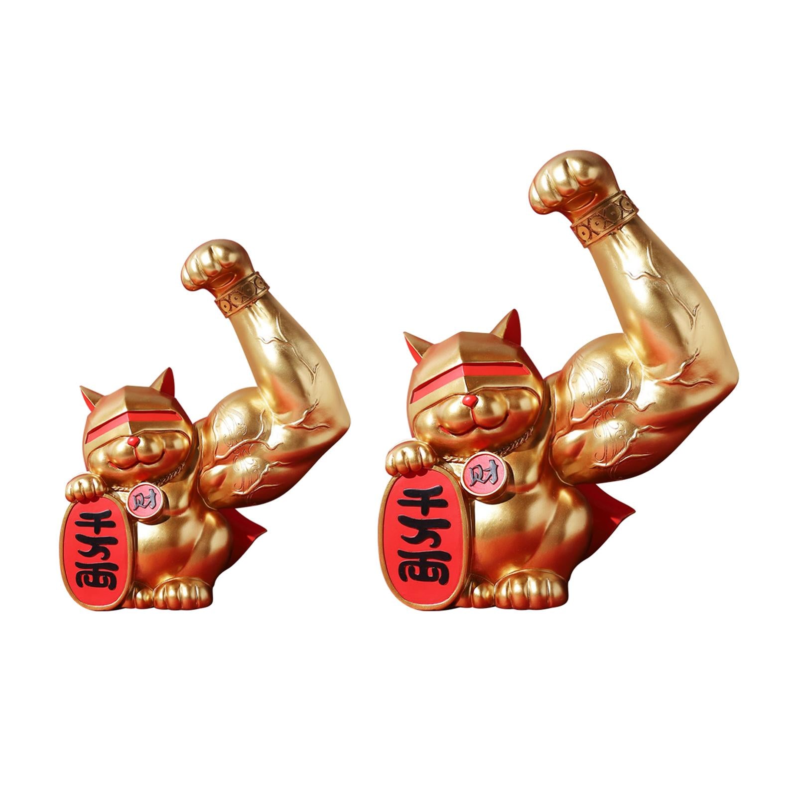 Lucky Cat Figurine Cartoon Animal Sculpture for Centerpiece Fireplace Office L