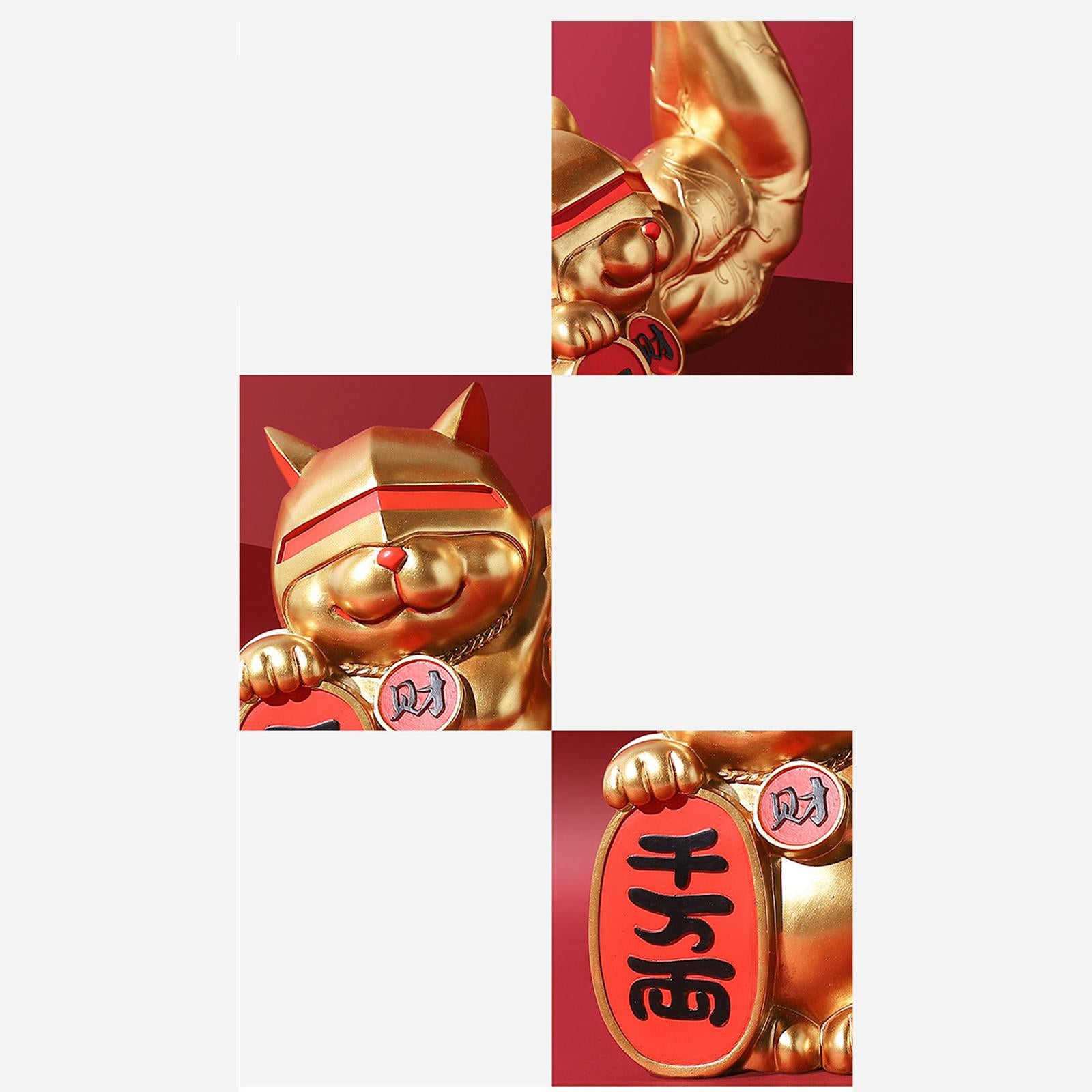 Lucky Cat Figurine Cartoon Animal Sculpture for Centerpiece Fireplace Office L