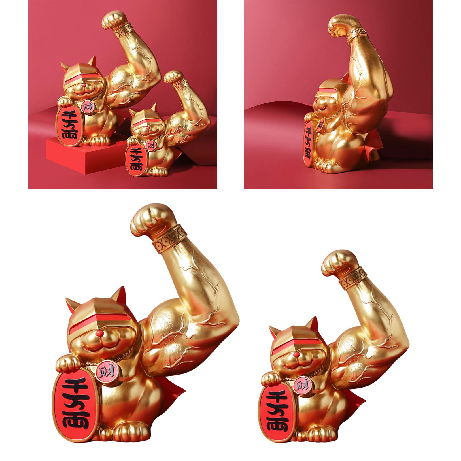 Lucky Cat Figurine Cartoon Animal Sculpture for Centerpiece Fireplace Office L