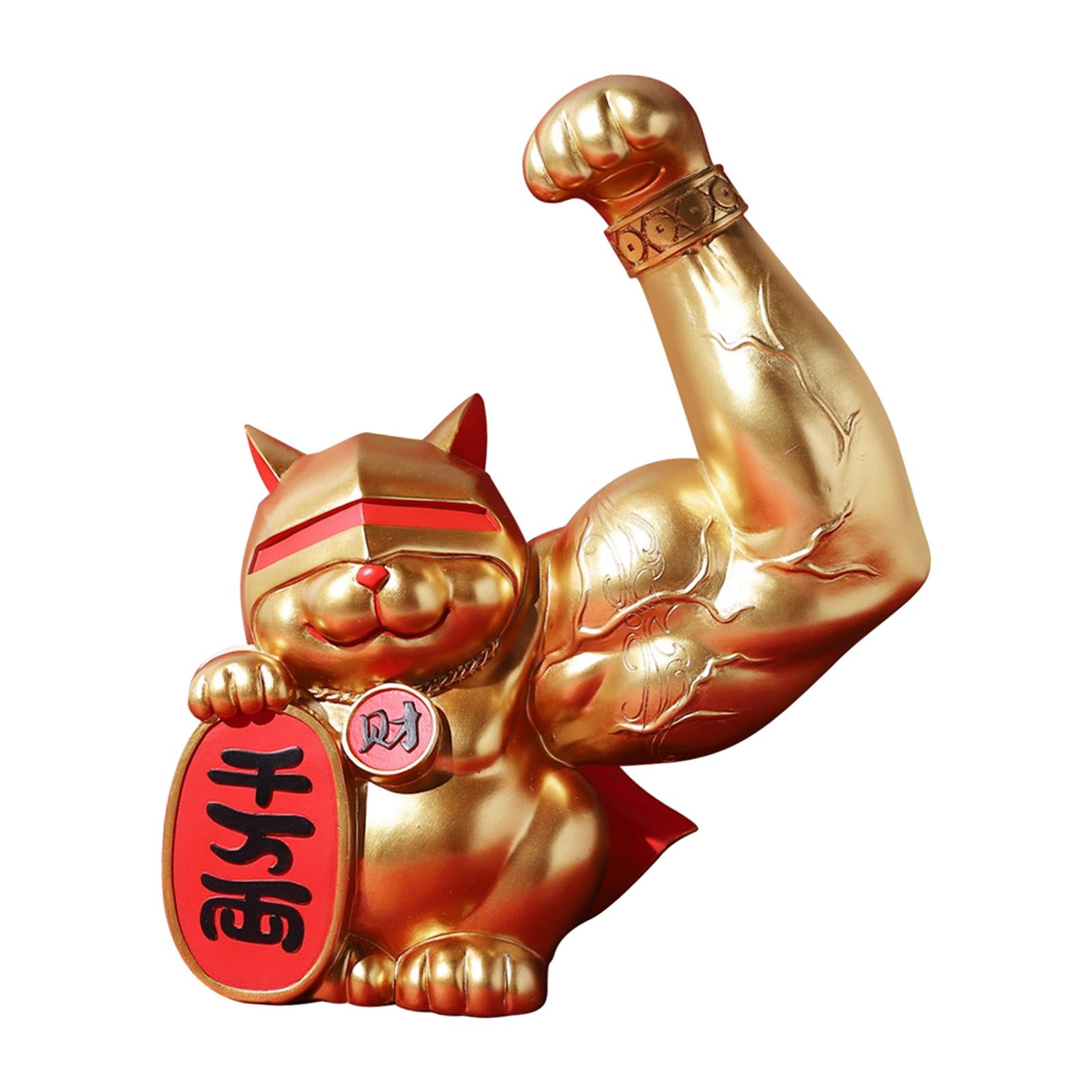 Lucky Cat Figurine Cartoon Animal Sculpture for Centerpiece Fireplace Office S