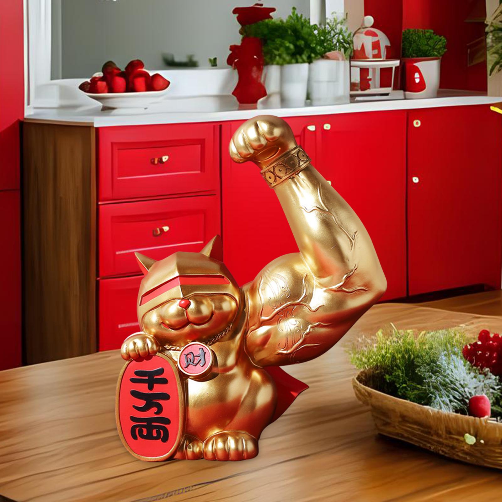 Lucky Cat Figurine Cartoon Animal Sculpture for Centerpiece Fireplace Office S