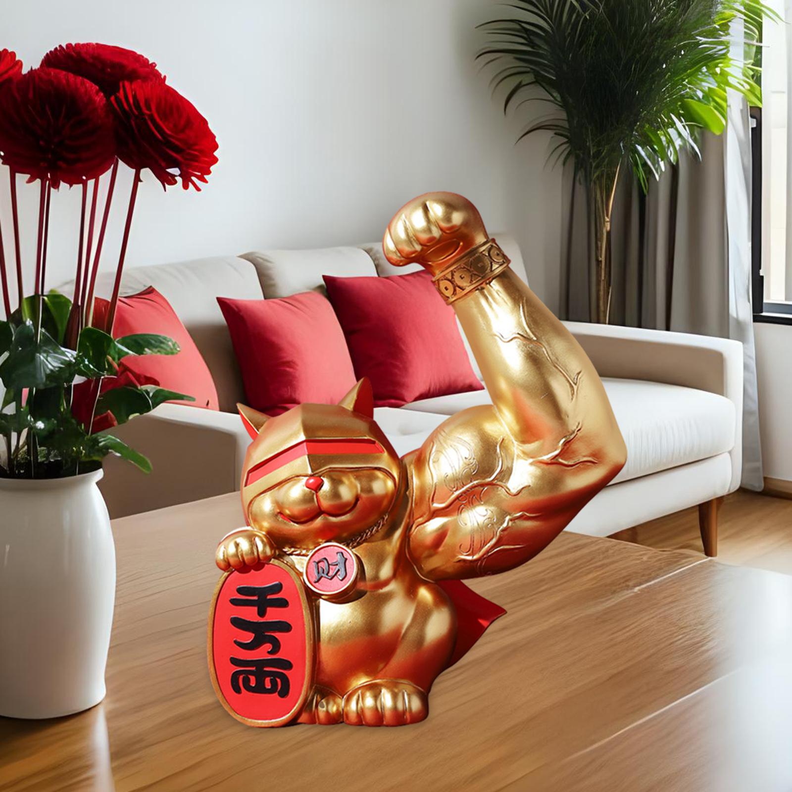 Lucky Cat Figurine Cartoon Animal Sculpture for Centerpiece Fireplace Office S
