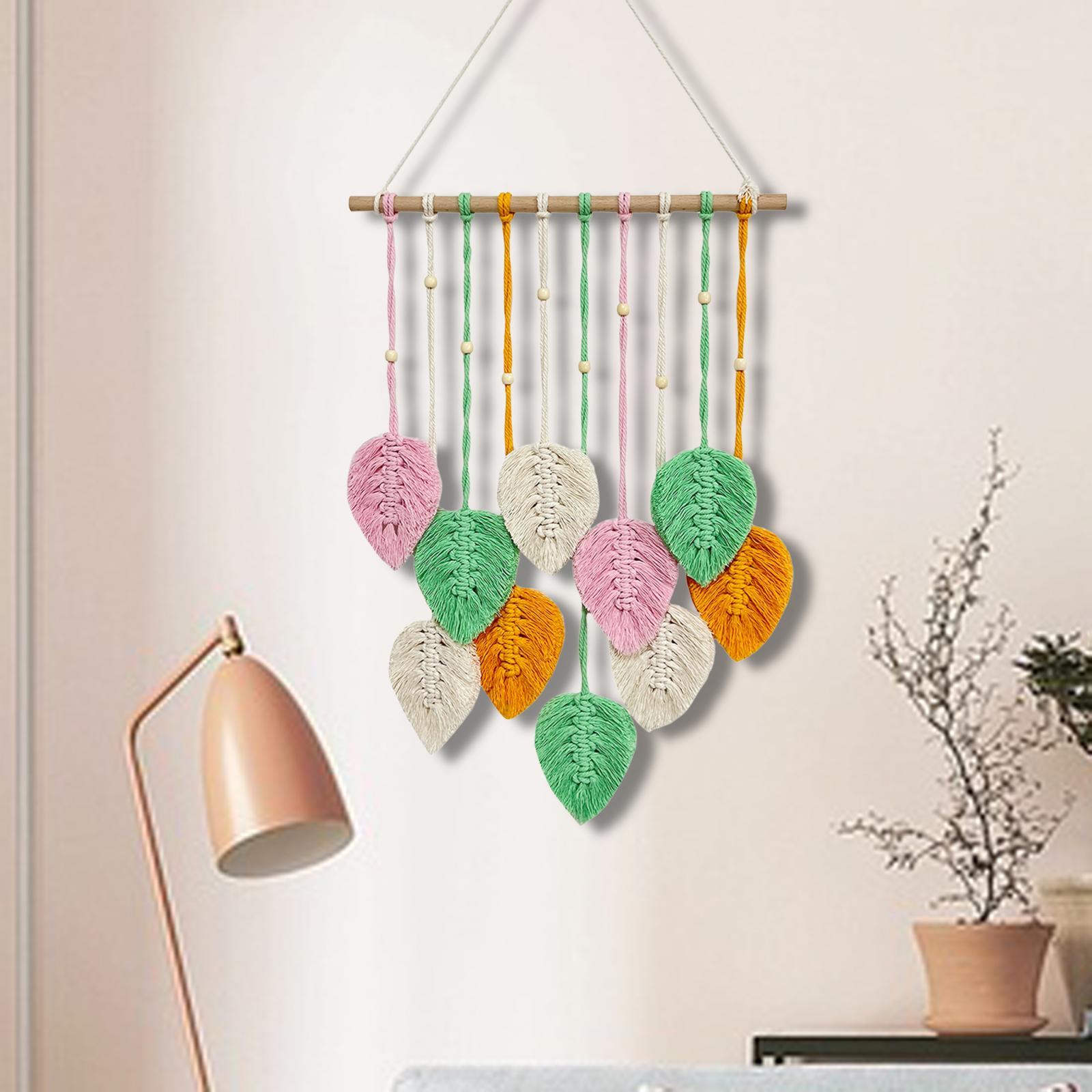 Macrame Wall Hanging Bohemian Woven Tapestry Chic Decoration for Living Room Pink