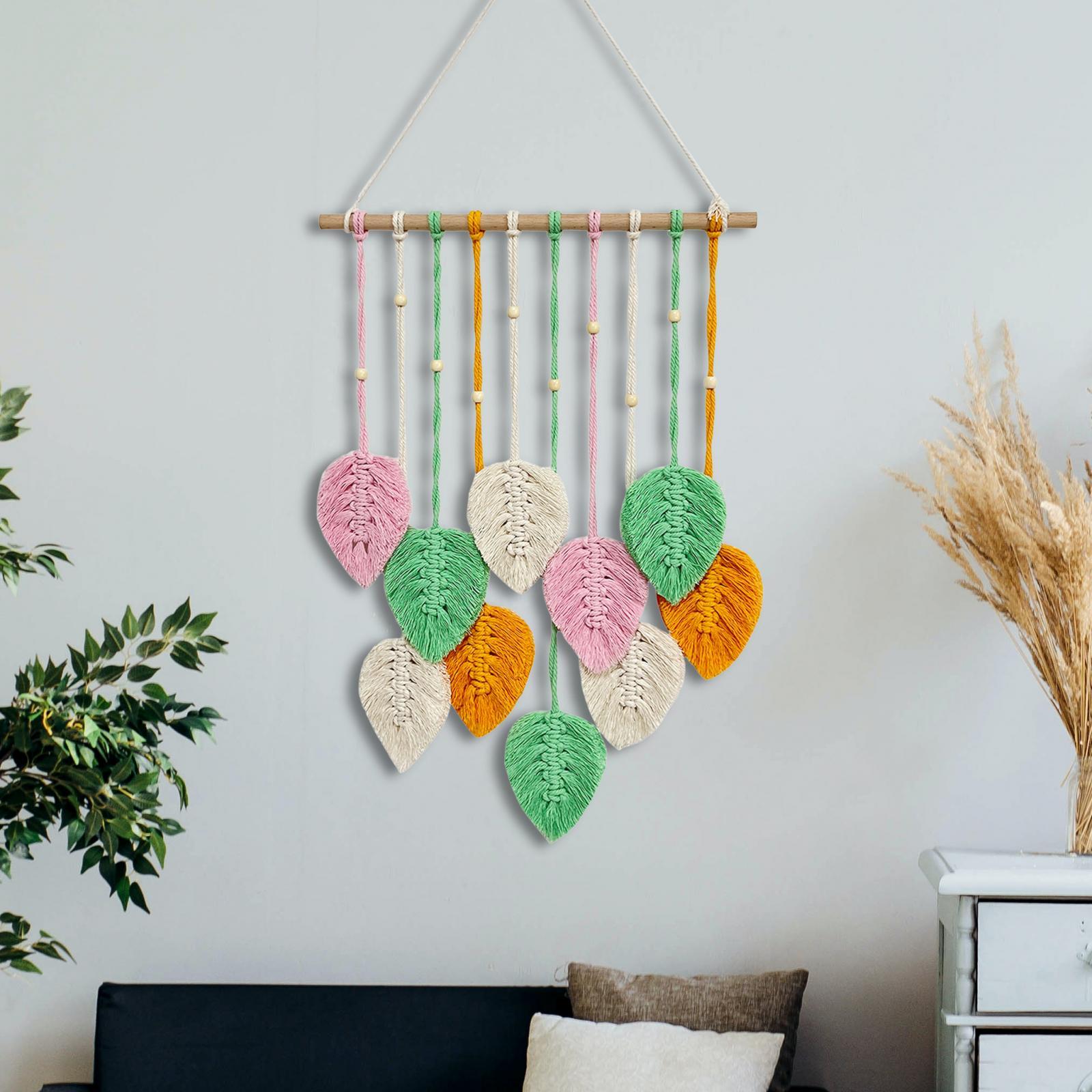 Macrame Wall Hanging Bohemian Woven Tapestry Chic Decoration for Living Room Pink