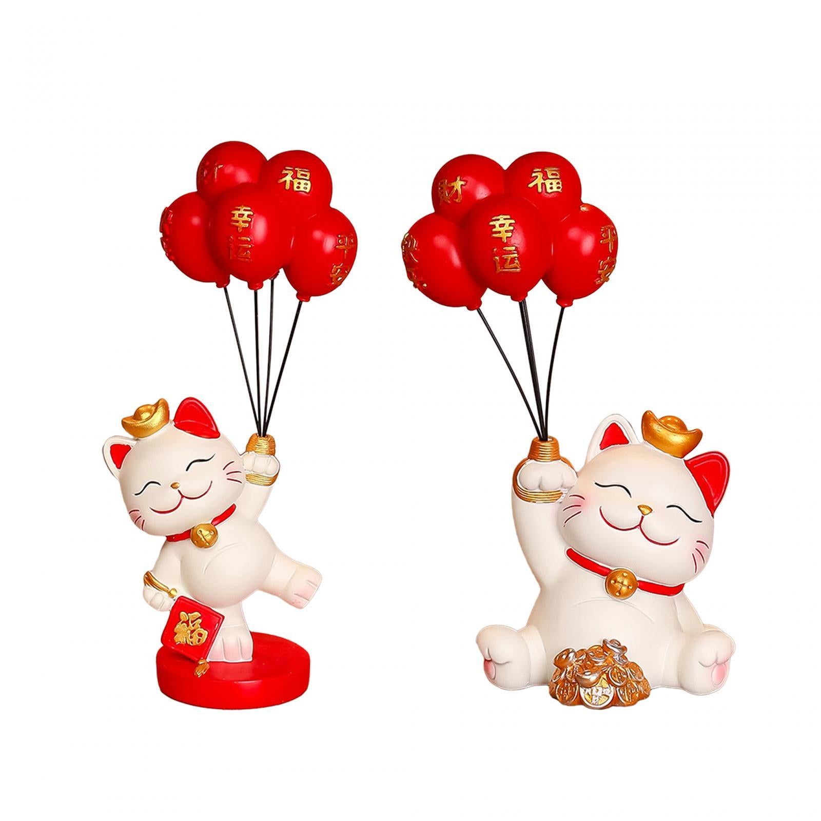 Lucky Cat Statue Desktop Ornament for Entrance Cabinet Centerpiece Fireplace Style A