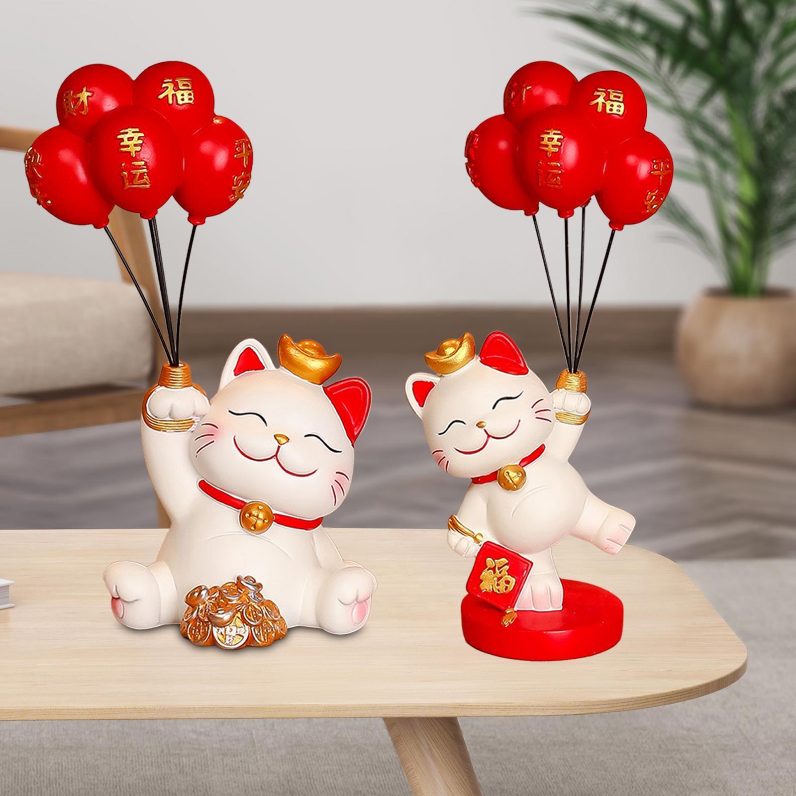Lucky Cat Statue Desktop Ornament for Entrance Cabinet Centerpiece Fireplace Style A