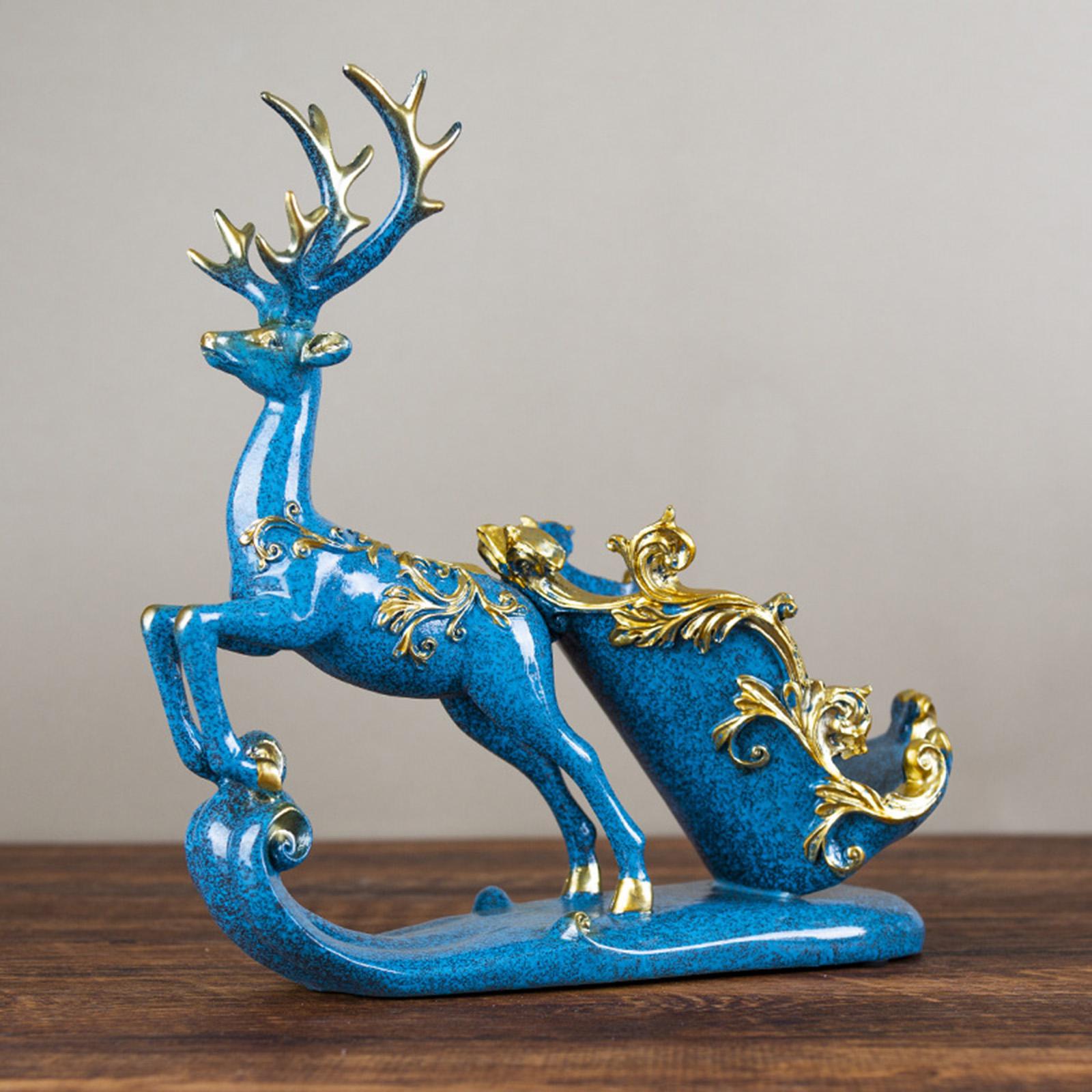 Deer Wine Rack Ornaments Wine Bottle Holder Stand Decorative for Party Gifts blue