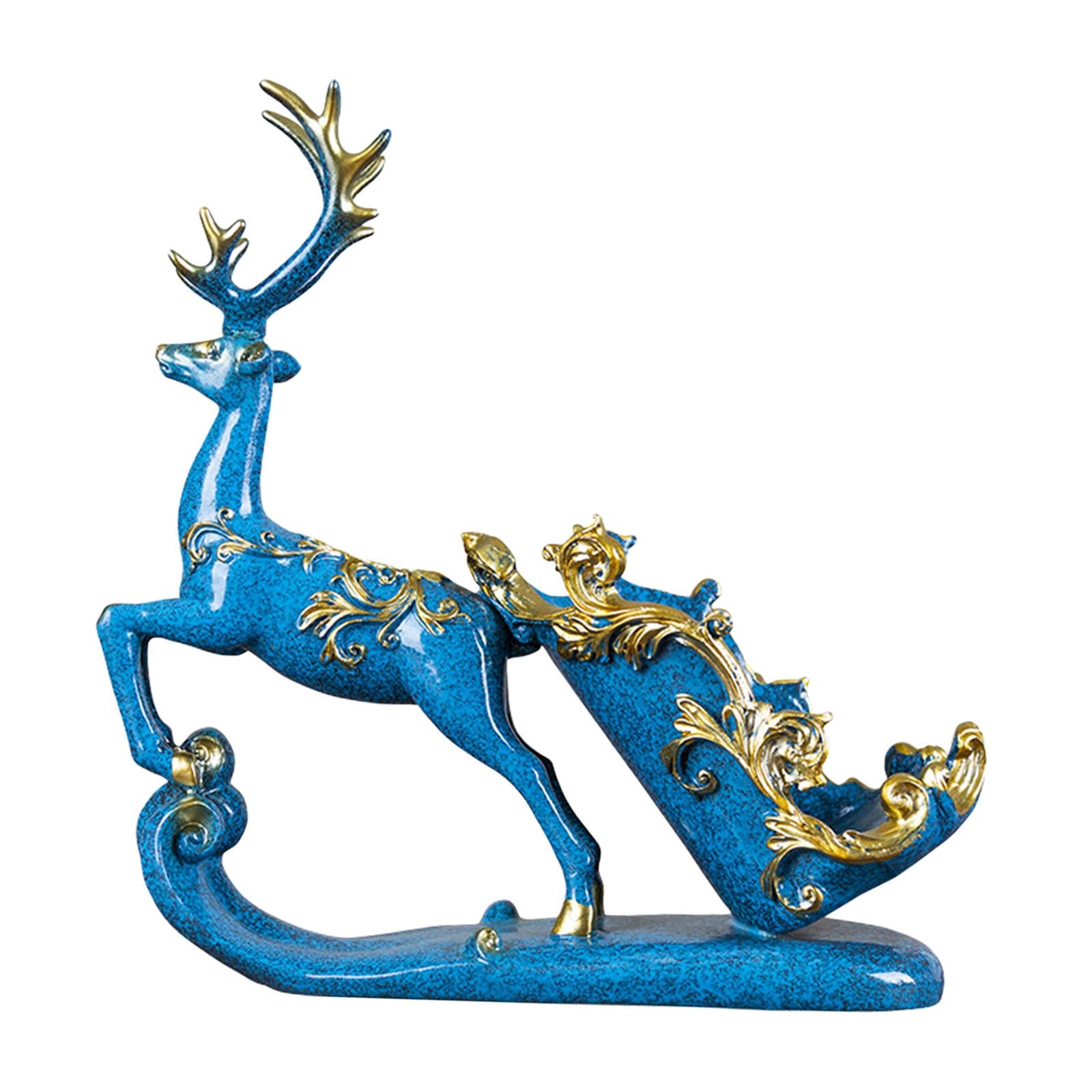 Deer Wine Rack Ornaments Wine Bottle Holder Stand Decorative for Party Gifts blue