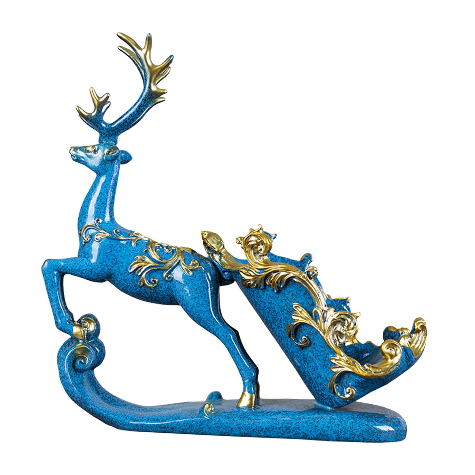 Deer Wine Rack Ornaments Wine Bottle Holder Stand Decorative for Party Gifts blue
