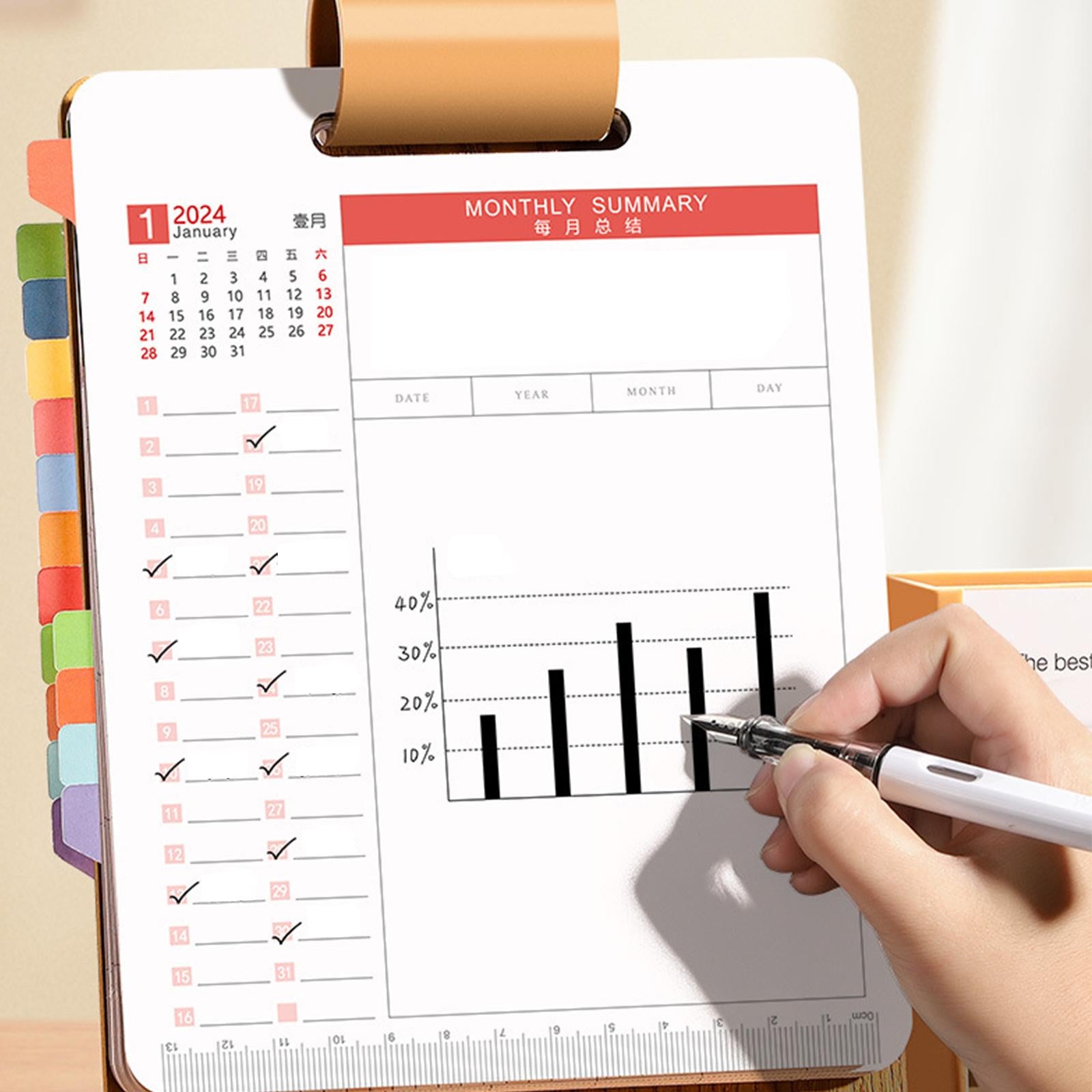 2024 Desk Calendar with Storage Box Personal Daily Planner Calendar for Home