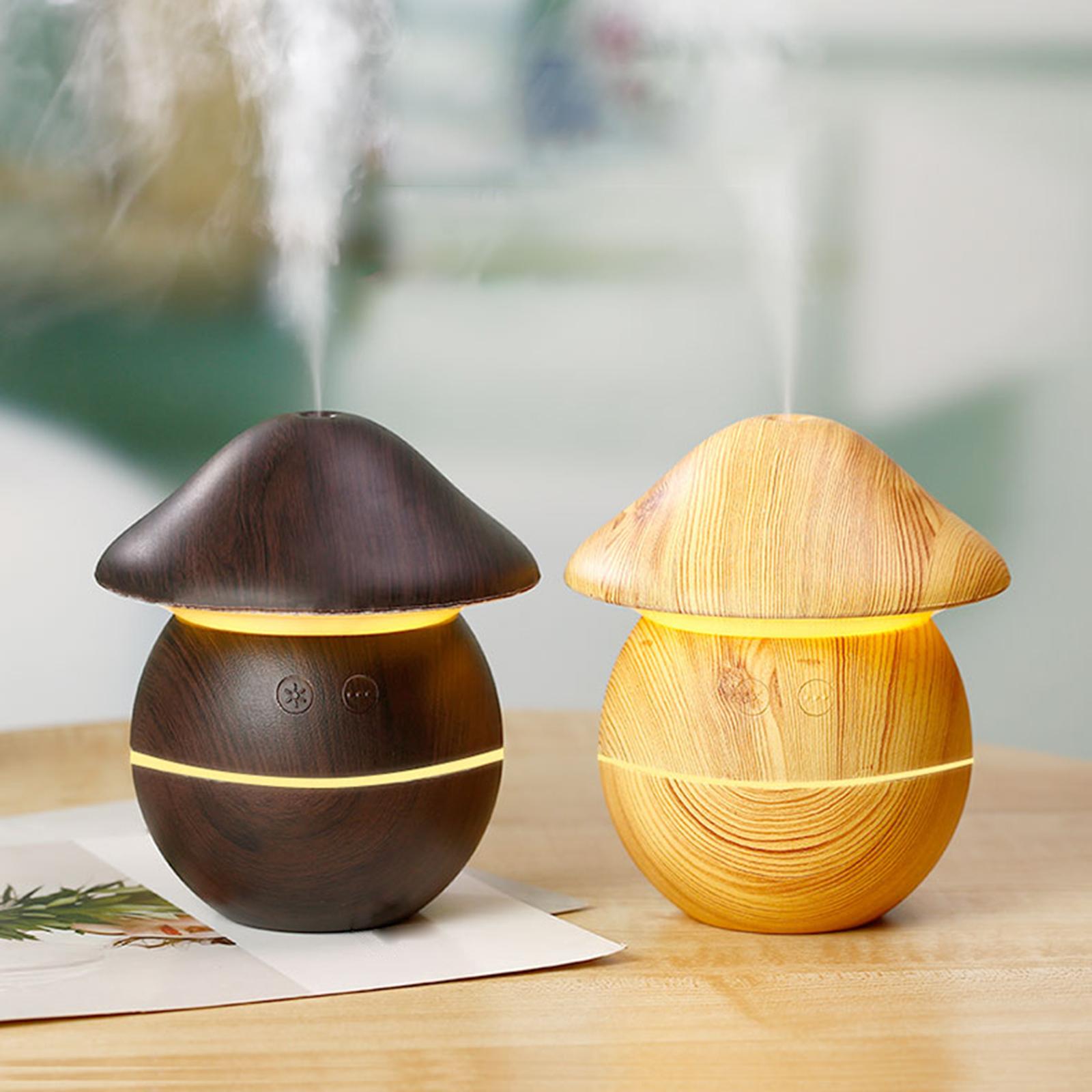 0.25L USB Mushroom Shaped Mist Air Humidifier Quiet Portable for Home Office Light Brown
