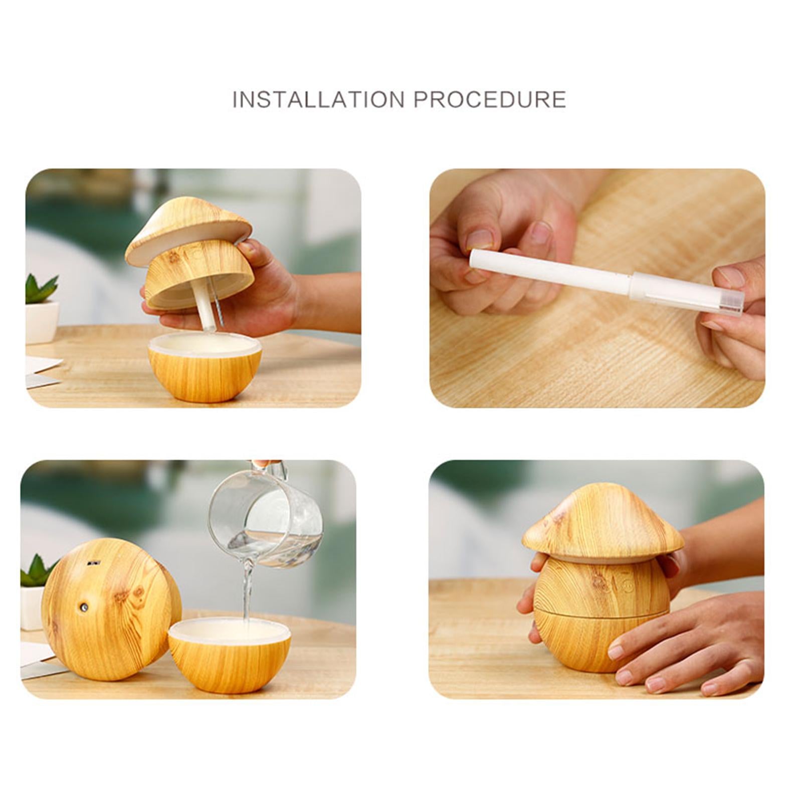0.25L USB Mushroom Shaped Mist Air Humidifier Quiet Portable for Home Office Light Brown