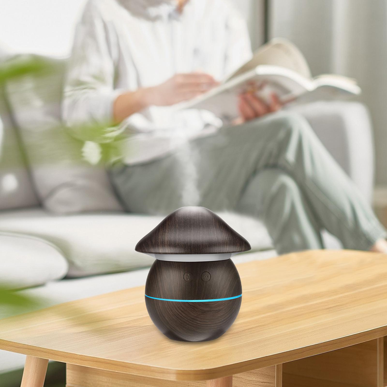 0.25L USB Mushroom Shaped Mist Air Humidifier Quiet Portable for Home Office Dark Brown