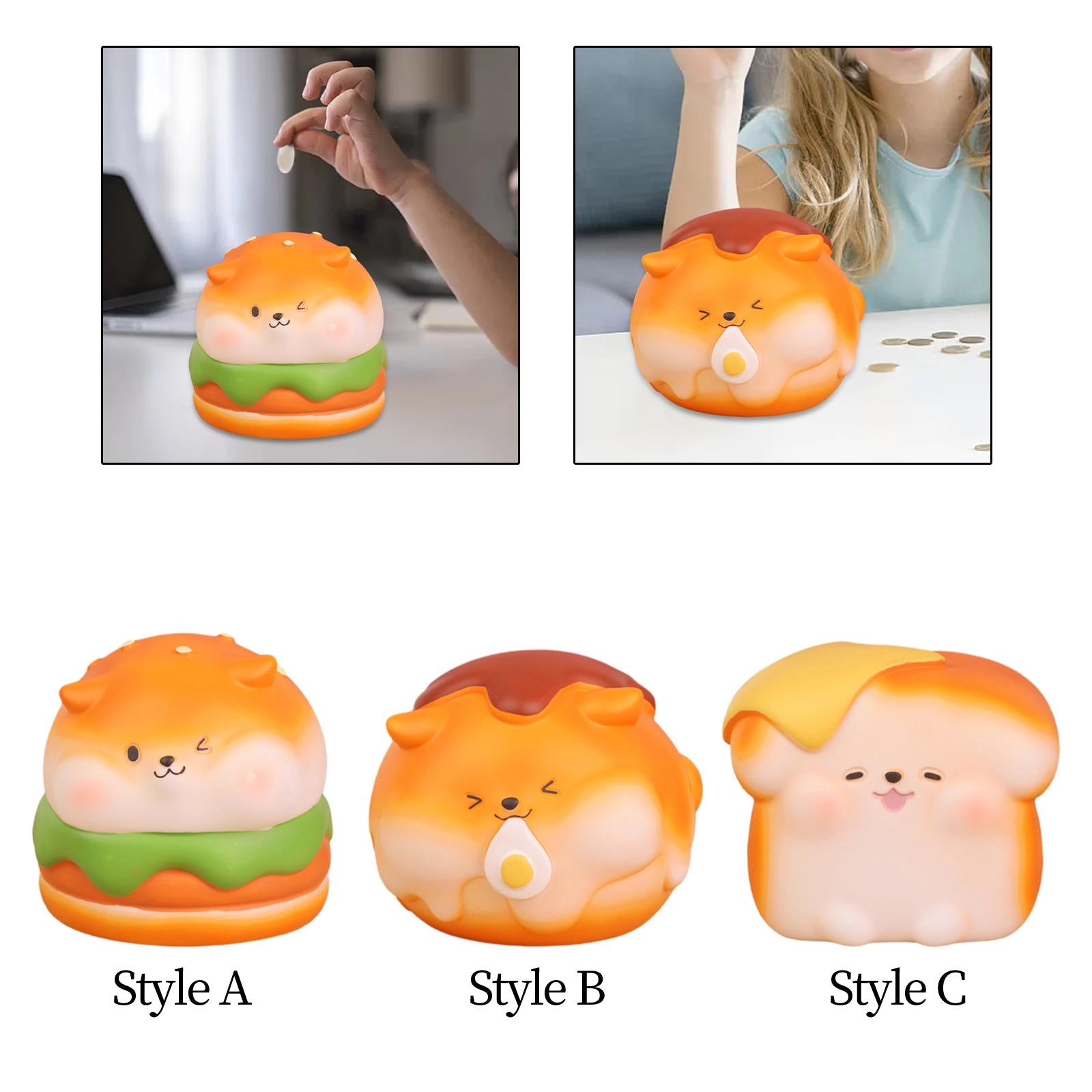 Bread Puppy Money Bank Cartoon Little Dog Statue for Apartment Table Bedroom Style A