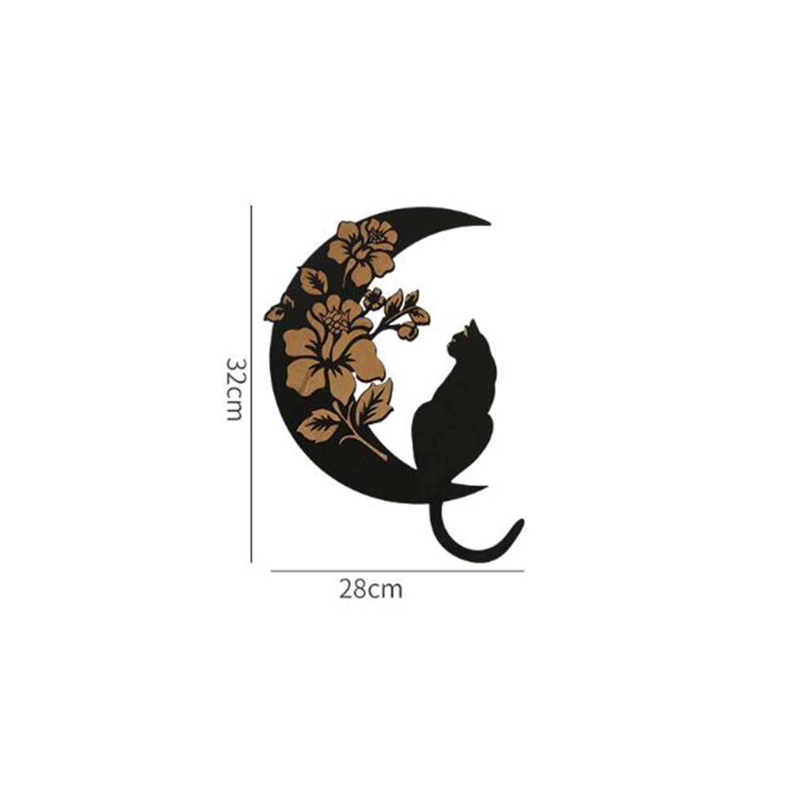 Wooden Moon Cat Wall Decor for Restaurant Birthday Gift Living Room Style B