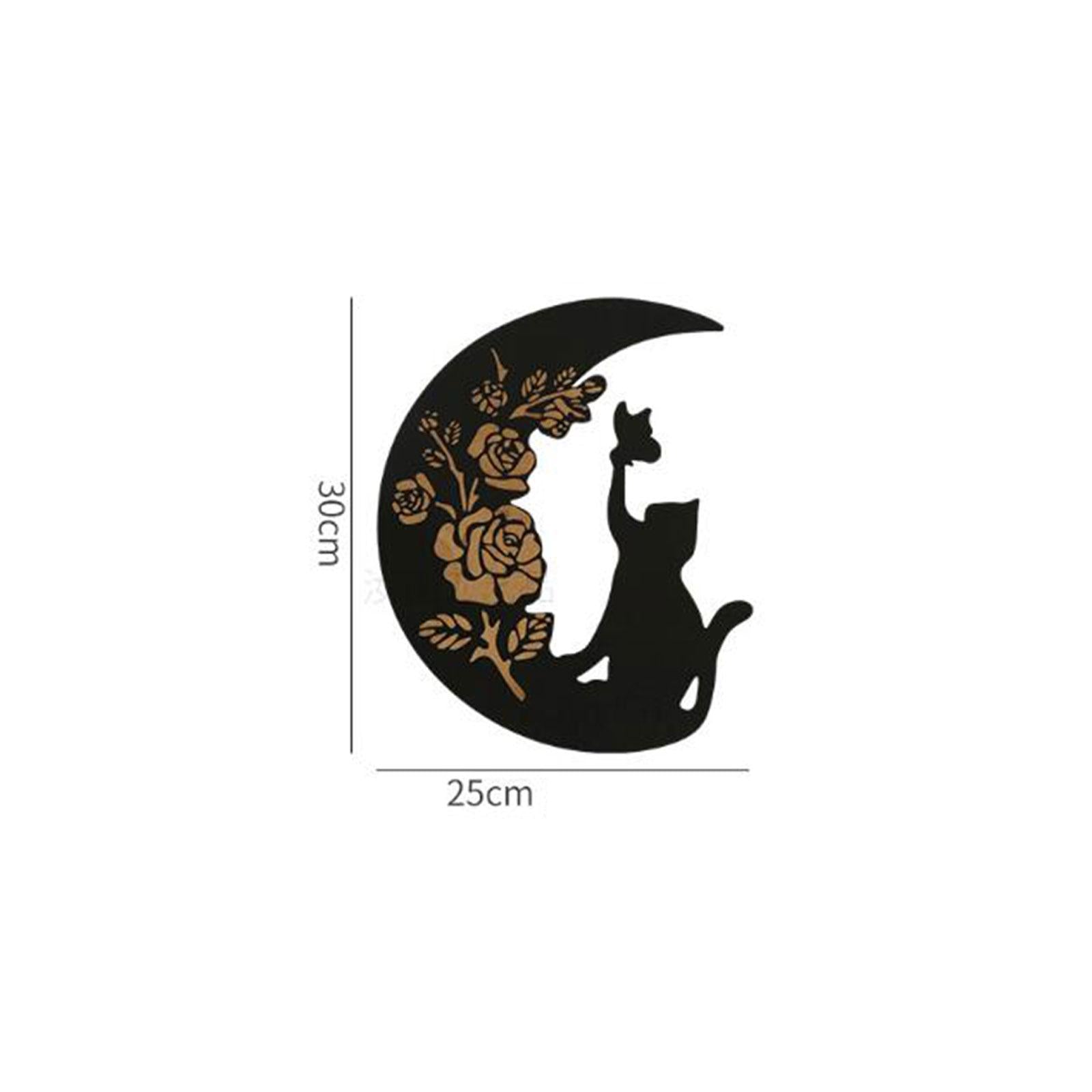 Wooden Moon Cat Wall Decor for Restaurant Birthday Gift Living Room Style D
