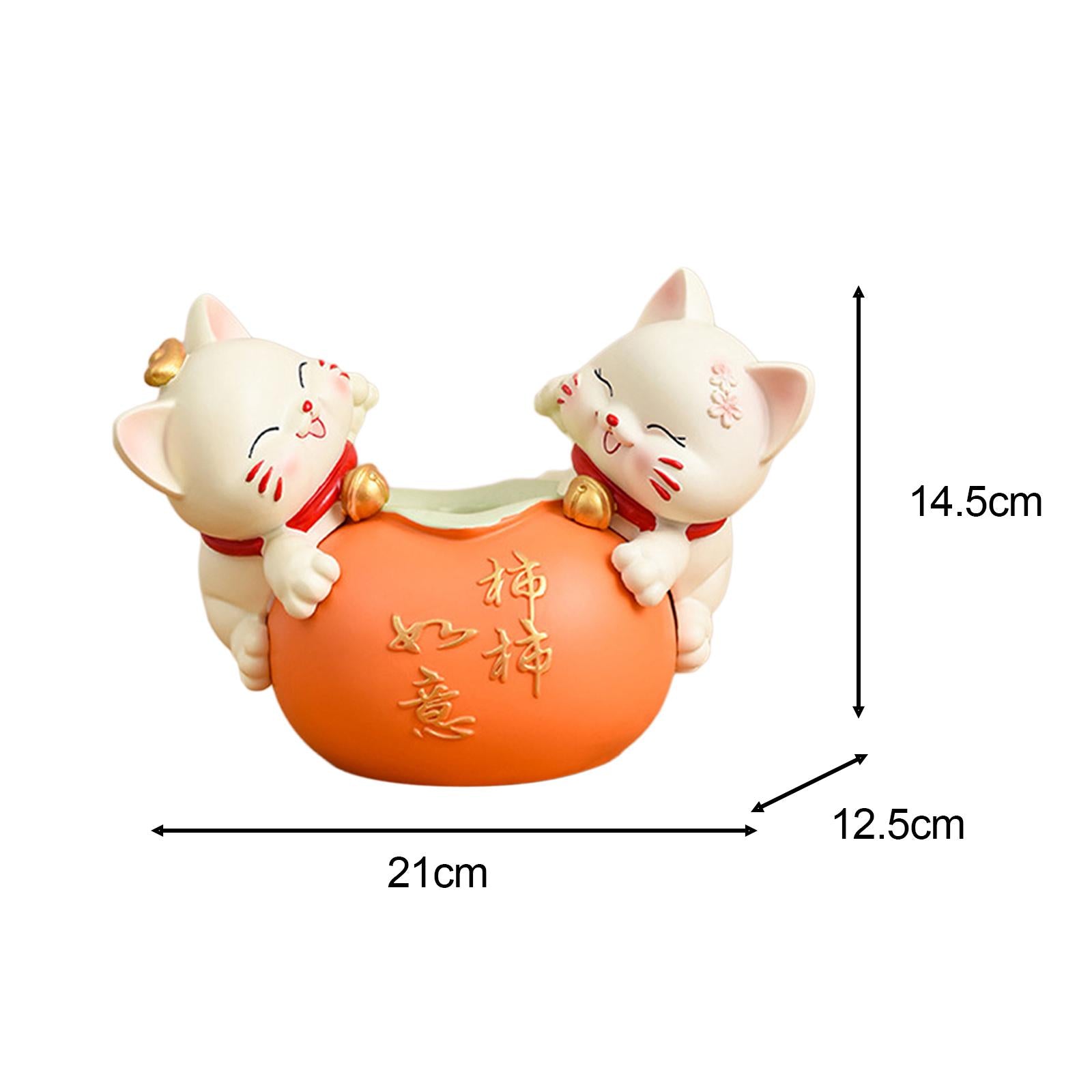 Fortune Cat Statue Flower Arrangement Crafts for Bedroom Entrance Livingroom yellow