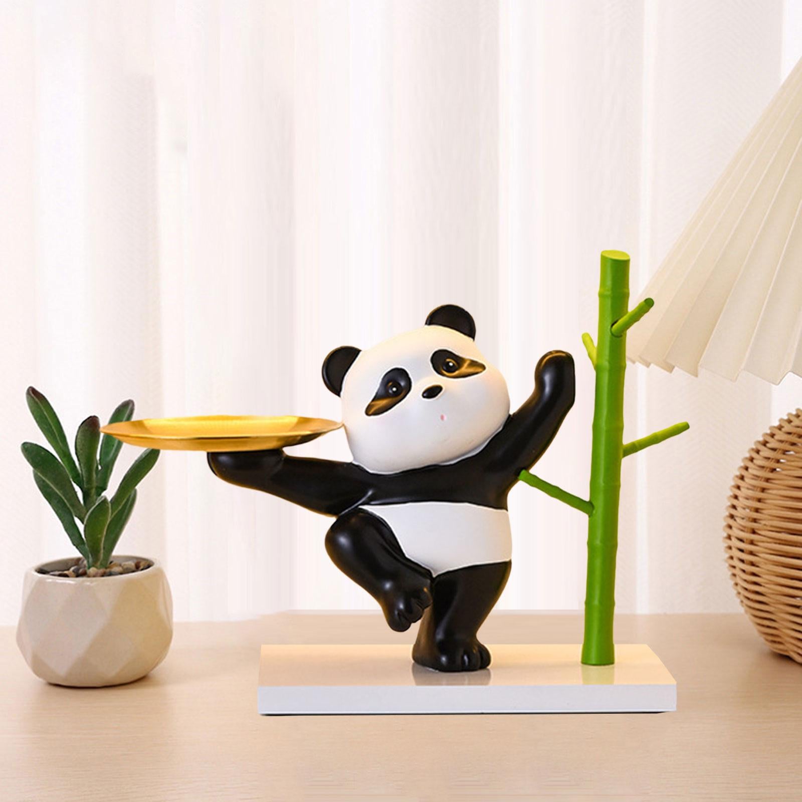 Panda Figurine Collectible Tabletop Ornament for Table Bookshelf Living Room Style B
