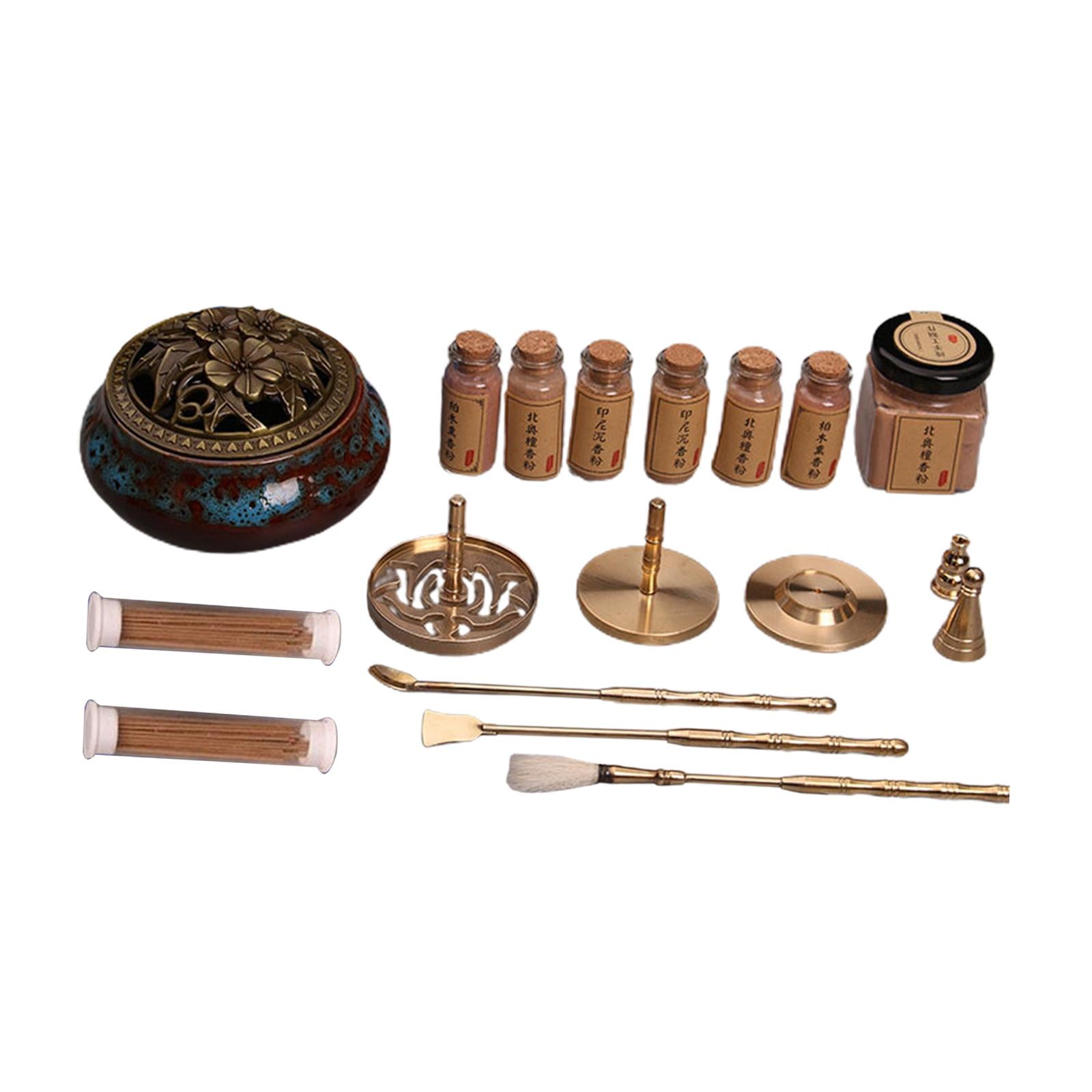 Brass Incense Burner Tool Copper Incense Road Suit for Bedroom Indoor Temple