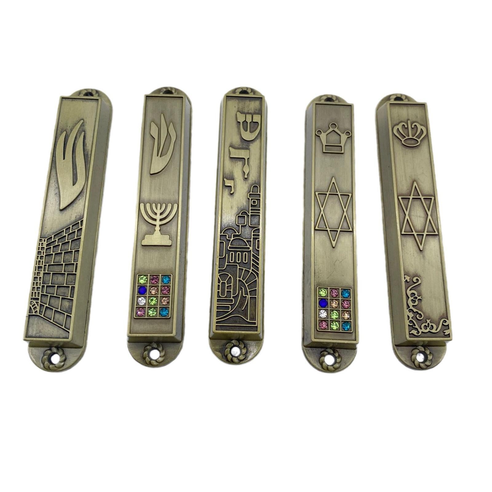5Pcs Mezuzah Case Ornament Wall Decor Hannukah Gifts Metal Blessing Mezuzahw