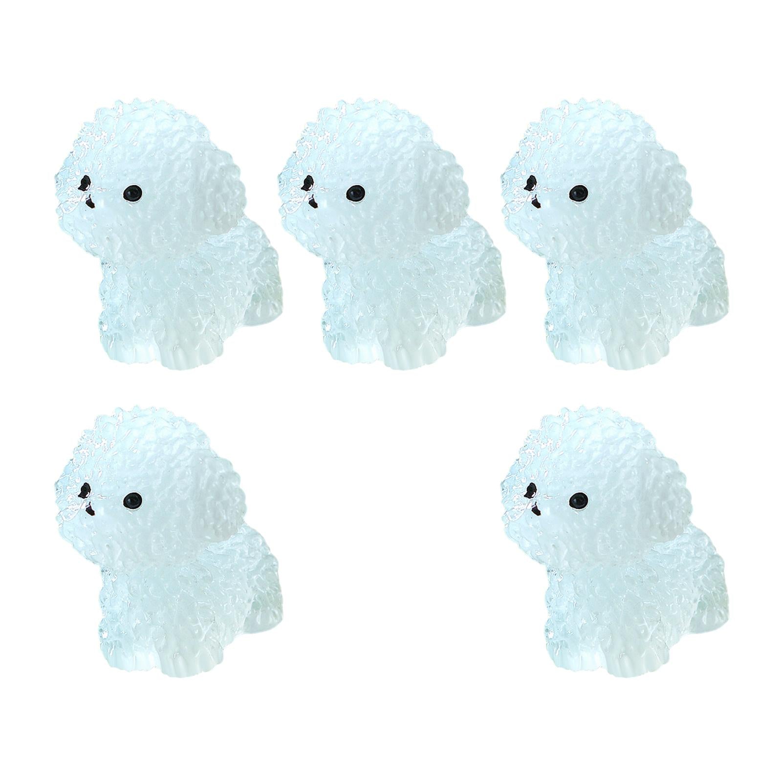 5 Pieces Luminous Mini Dog Figurines Puppy Statue for Garden Micro Landscape Style B