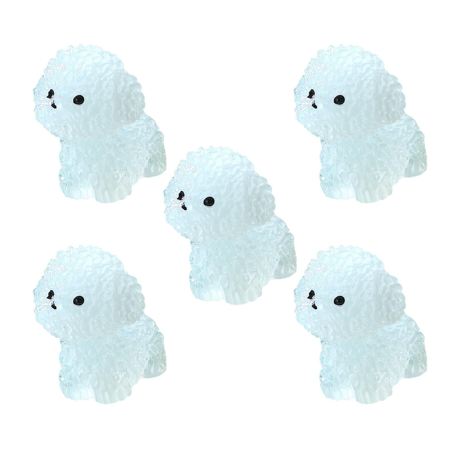 5 Pieces Luminous Mini Dog Figurines Puppy Statue for Garden Micro Landscape Style B