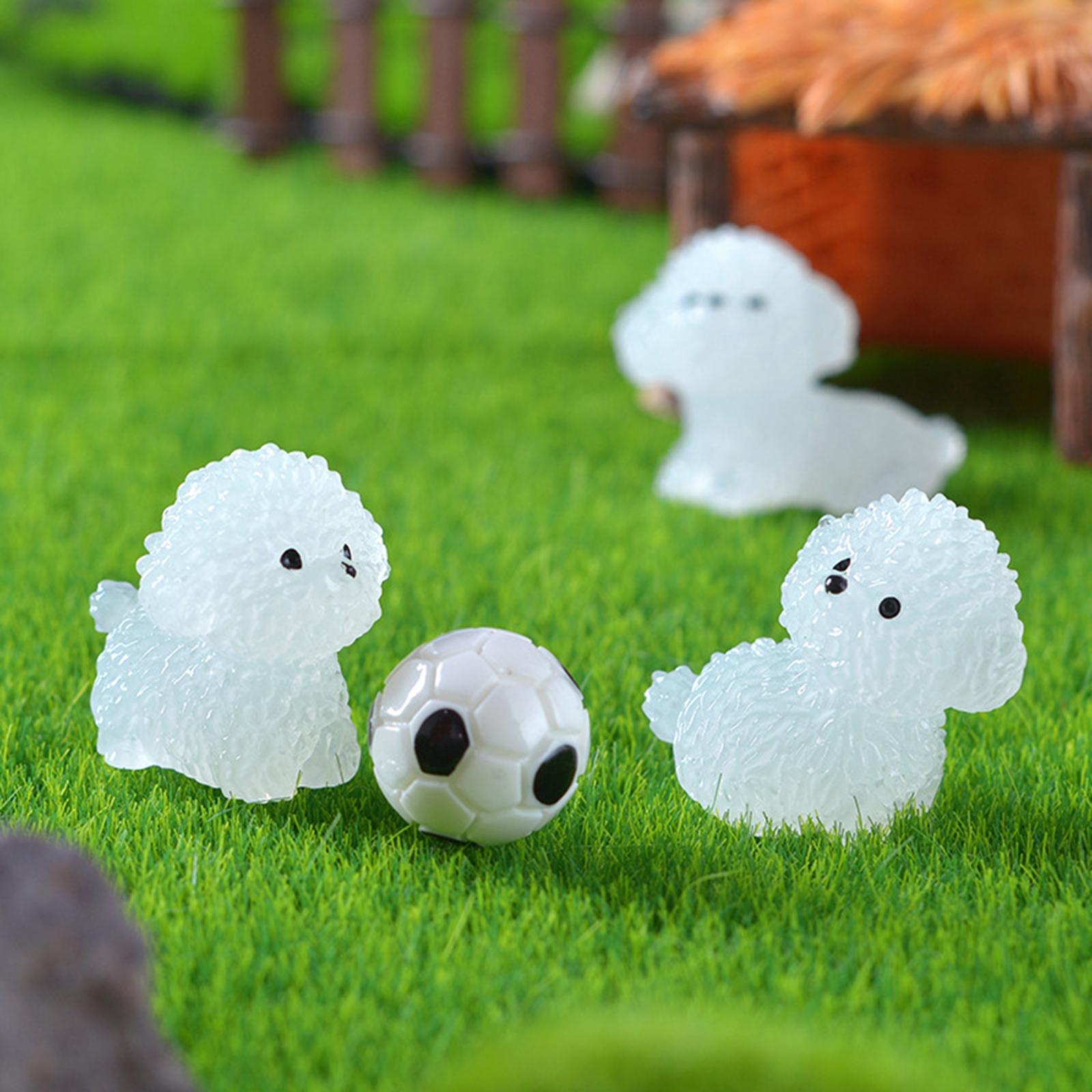 5 Pieces Luminous Mini Dog Figurines Puppy Statue for Garden Micro Landscape Style C
