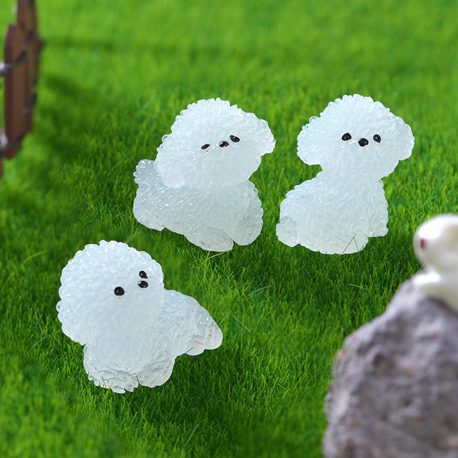 5 Pieces Luminous Mini Dog Figurines Puppy Statue for Garden Micro Landscape Style C