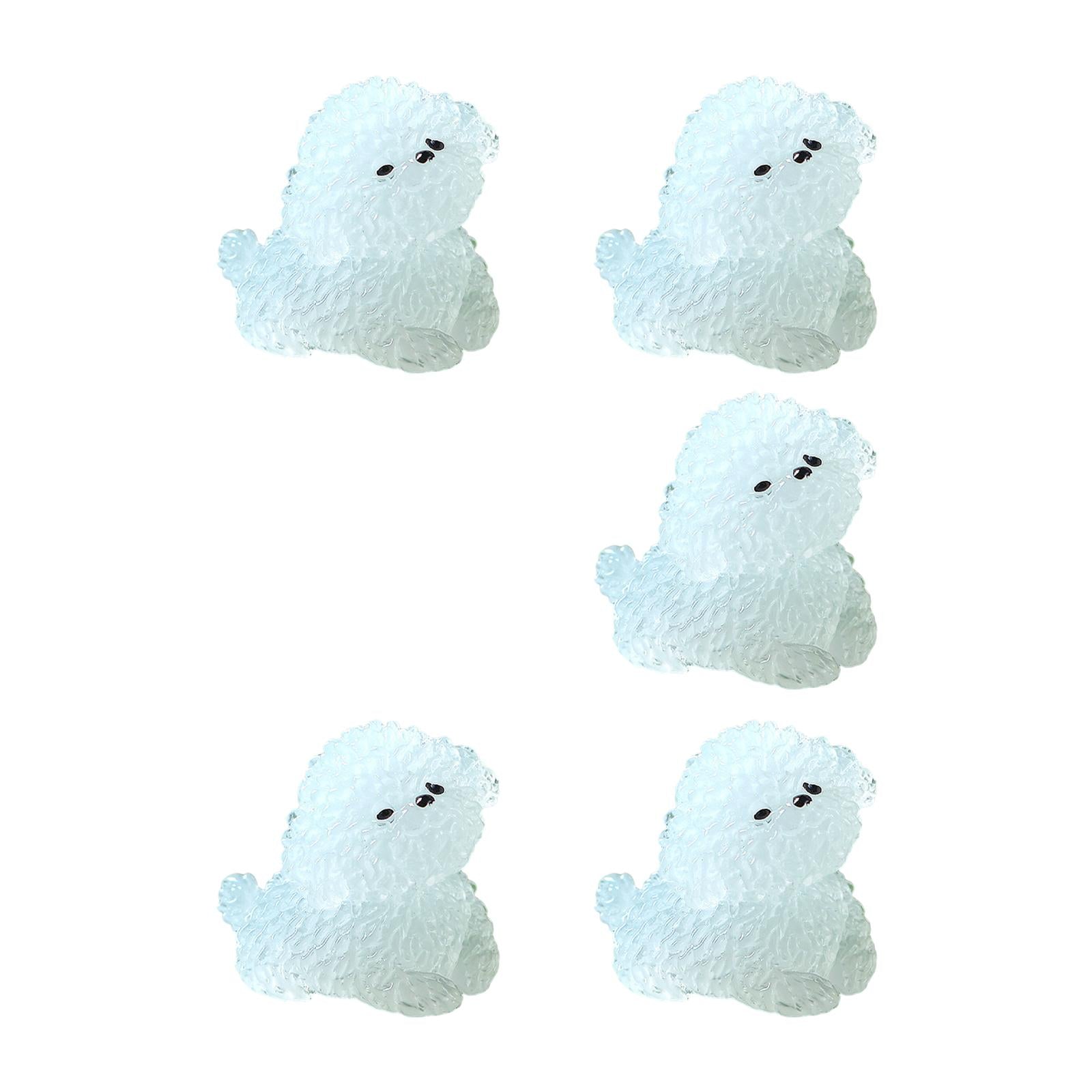 5 Pieces Luminous Mini Dog Figurines Puppy Statue for Garden Micro Landscape Style C