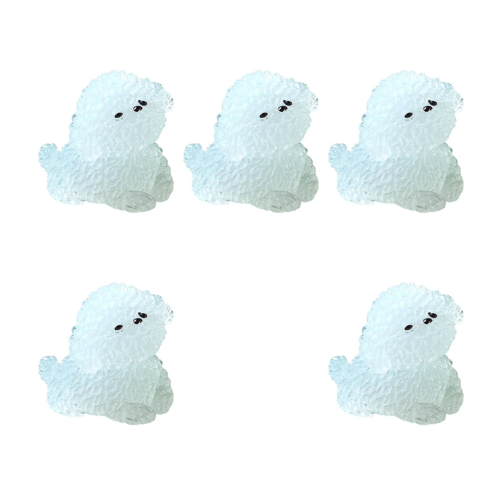 5 Pieces Luminous Mini Dog Figurines Puppy Statue for Garden Micro Landscape Style C