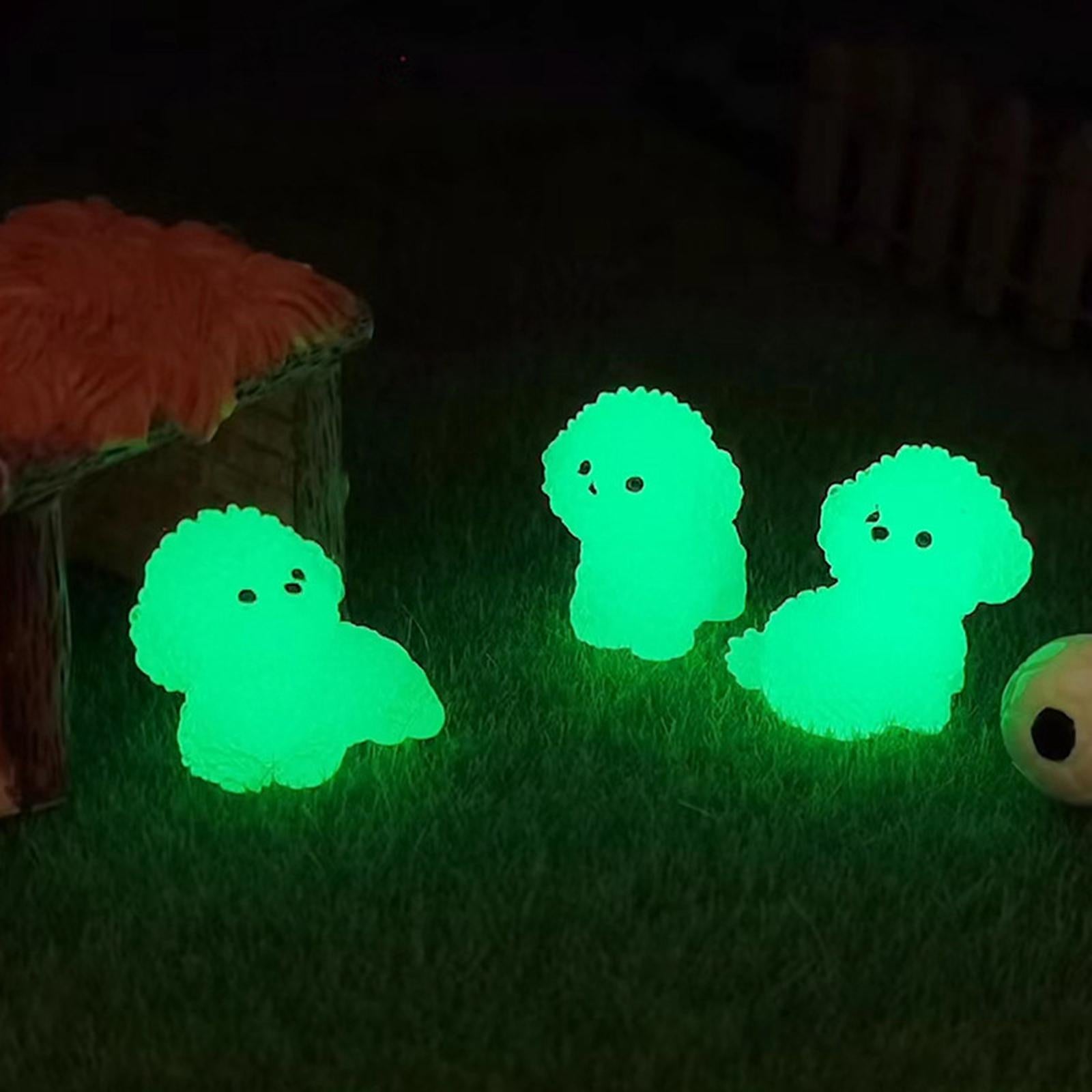 5 Pieces Luminous Mini Dog Figurines Puppy Statue for Garden Micro Landscape Style D