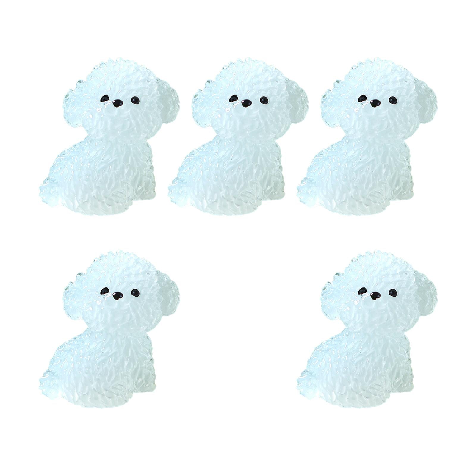 5 Pieces Luminous Mini Dog Figurines Puppy Statue for Garden Micro Landscape Style D
