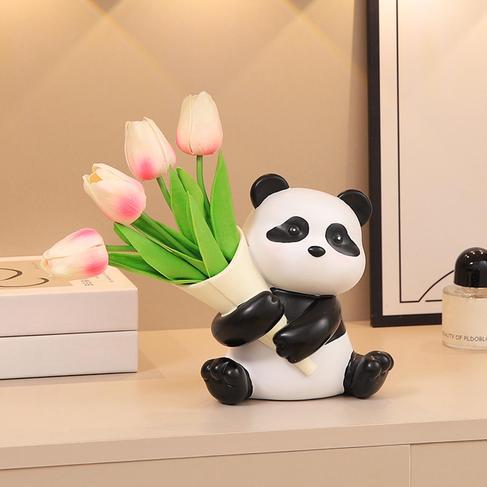 Panda Figurine Cute Collectible Piggy Bank for Bookshelf Living Room Cabinet