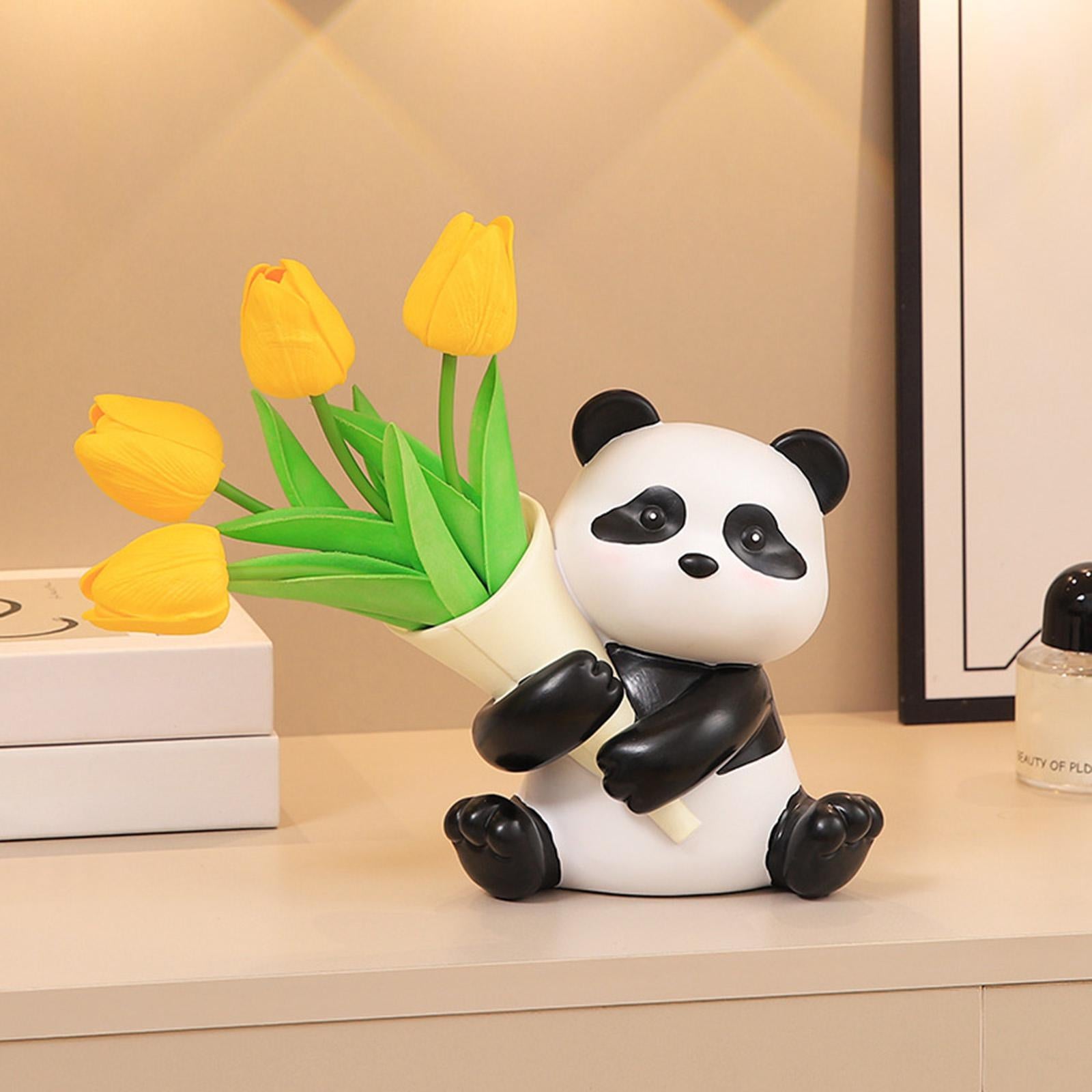 Panda Figurine Cute Collectible Piggy Bank for Bookshelf Living Room Cabinet