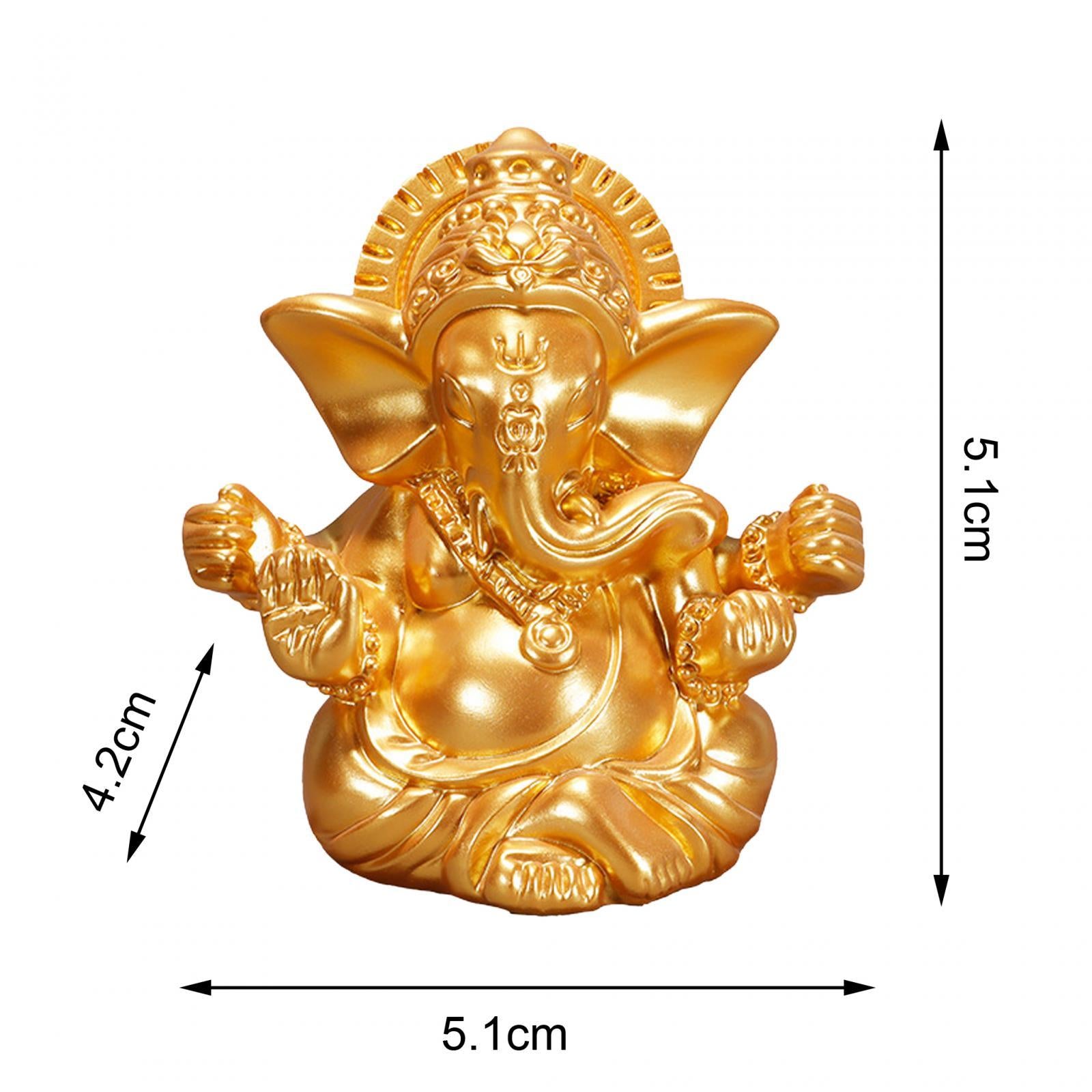 God Ganesh Resin Figurines Elephant Buddha Sculpture Buddhism Ganesha Statue Gold 5.1x4.2x5.1cm