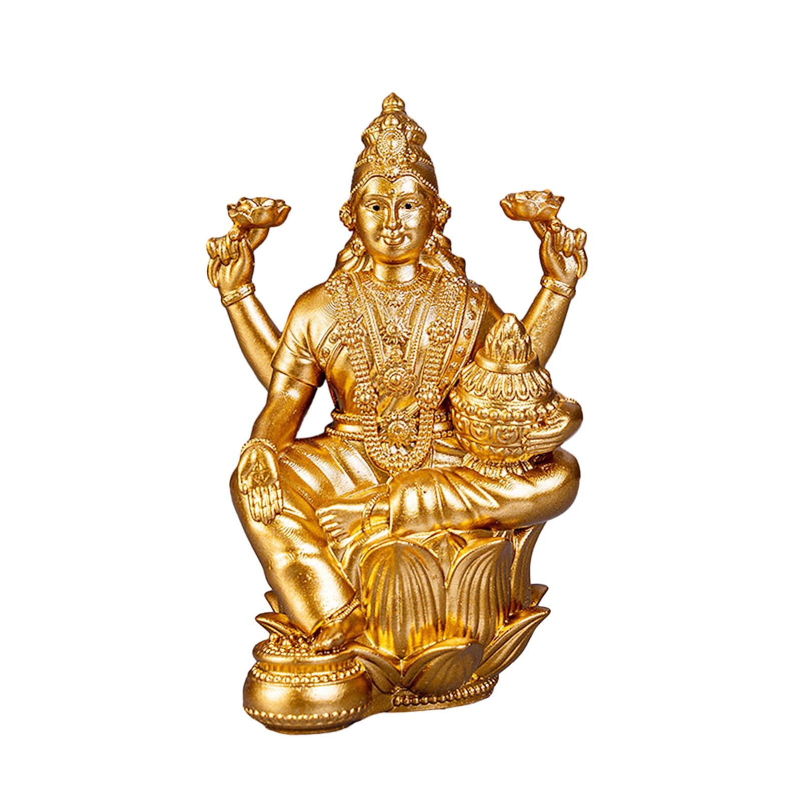 3.3inch Hindu Goddess on Lotus Statue Sculpture for Home Bonsai Decor