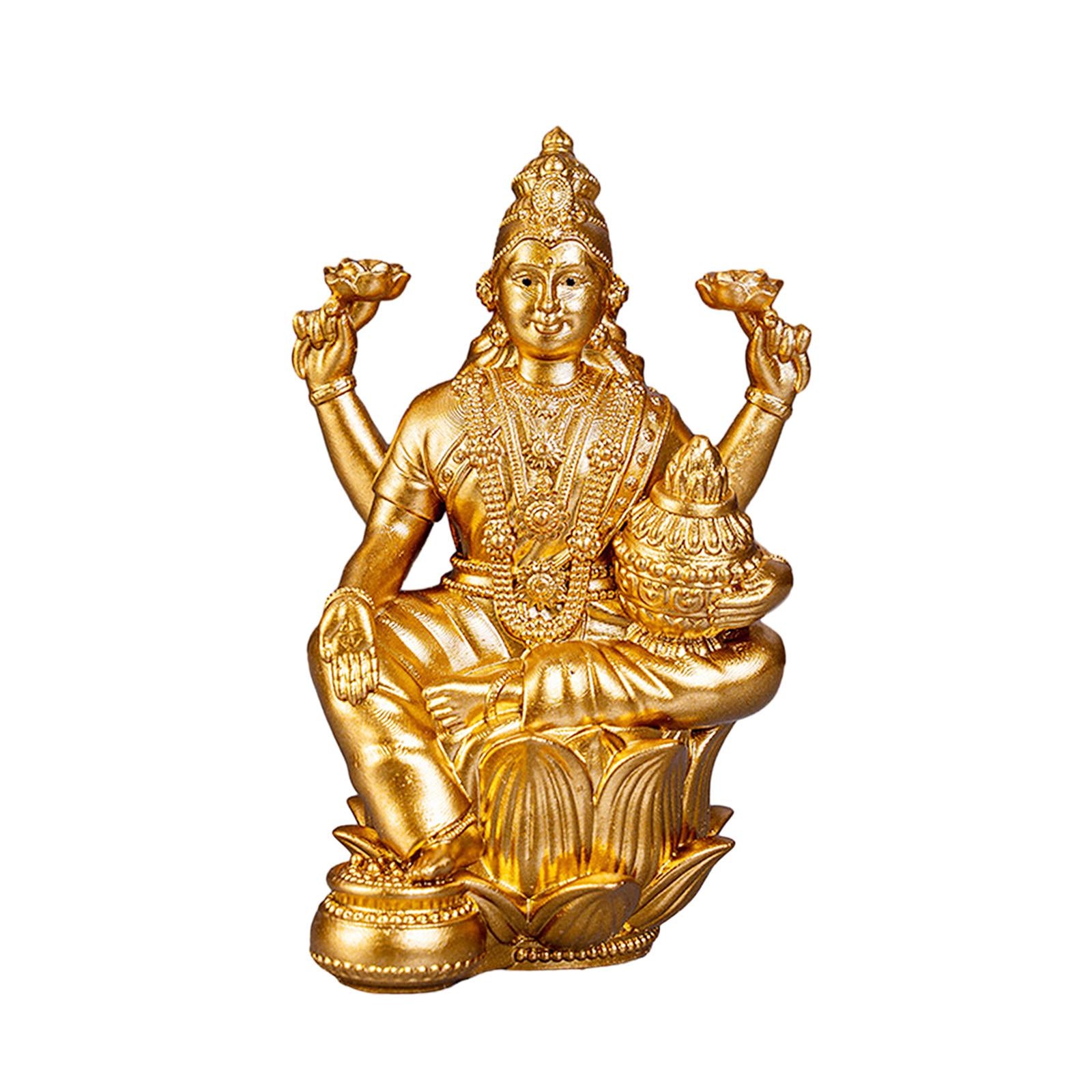 3.3inch Hindu Goddess on Lotus Statue Sculpture for Home Bonsai Decor