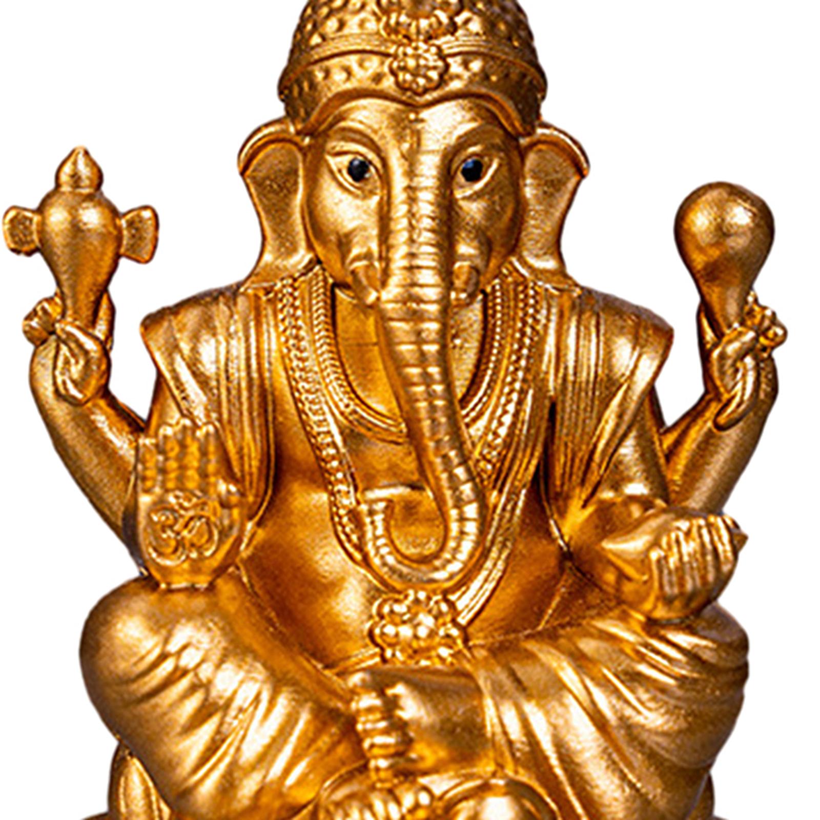 Resin Elephant Ganesha Statue Votive Candle Holder Handmade for Fairy Garden