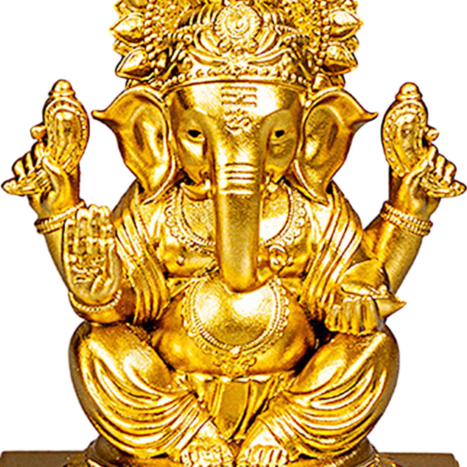 3inch Lord Ganesha Sitting Statue Sculpture Handmade for Living Room Stylish Golden