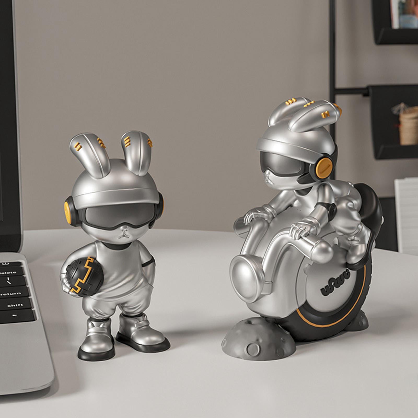 Tech Rabbit Figurine Punk Trendy Desktop Ornament for Office Bedroom Cabinet Style A