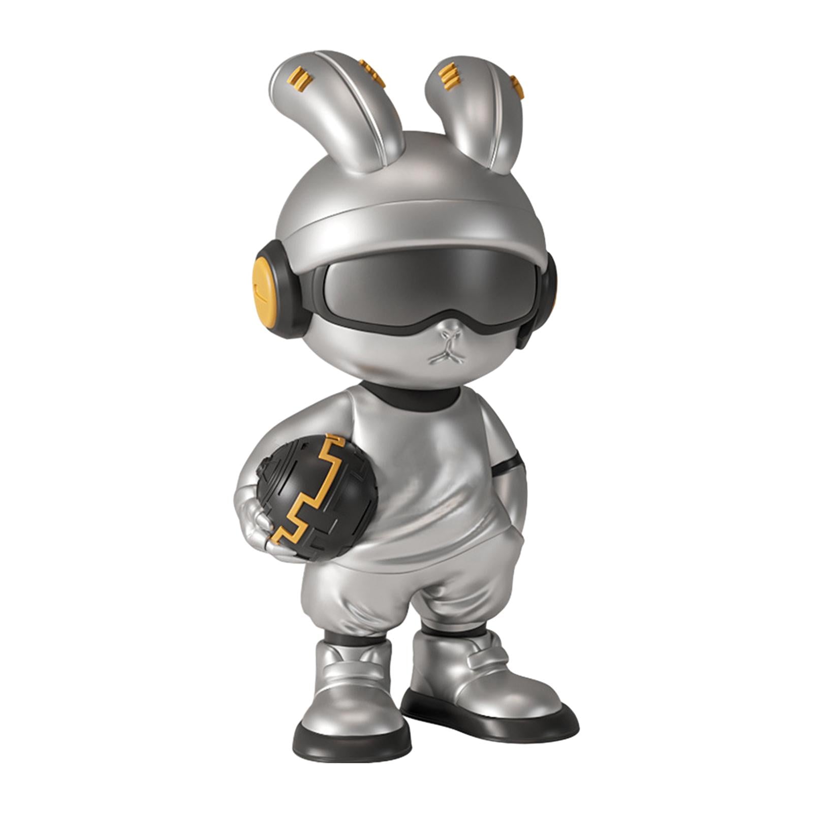 Tech Rabbit Figurine Punk Trendy Desktop Ornament for Office Bedroom Cabinet Style B
