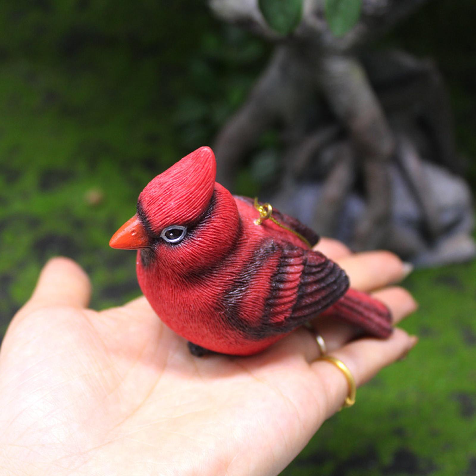 Red Bird Ornament Resin Hanging Bird for Garden Home Decoration Window Decor