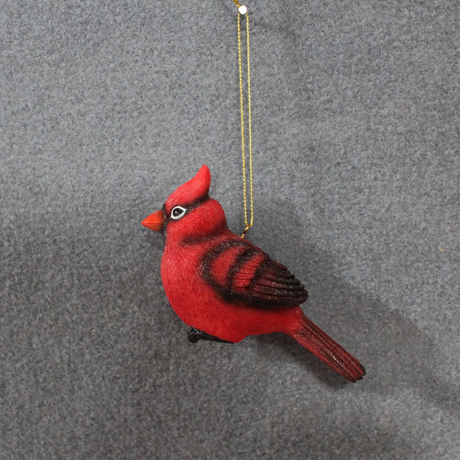 Red Bird Ornament Resin Hanging Bird for Garden Home Decoration Window Decor