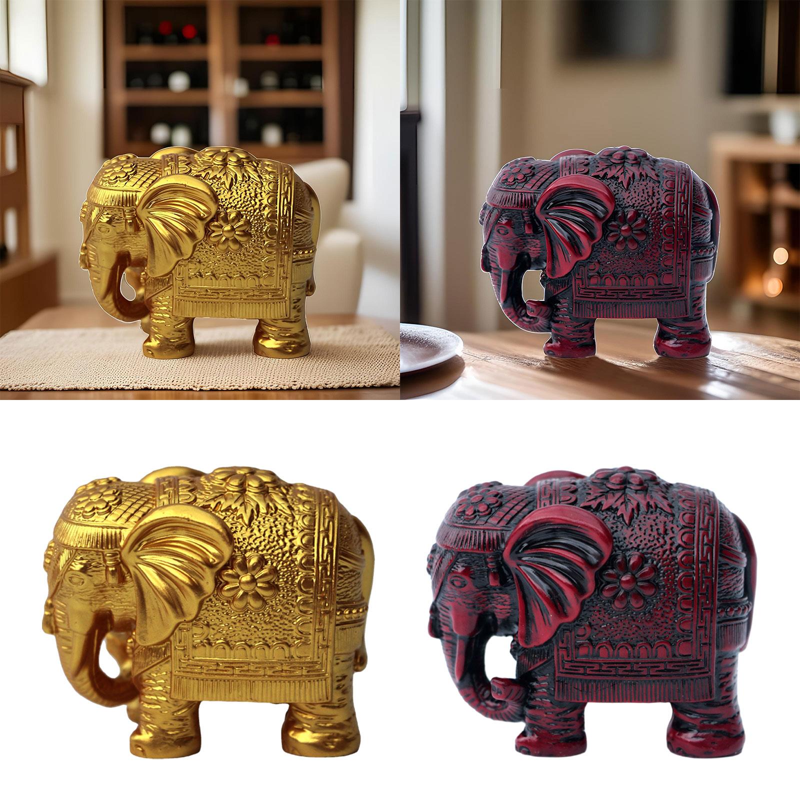 Elephant Statue Home Decoration Tabletop Figurines for Entrance Parties Home Gold