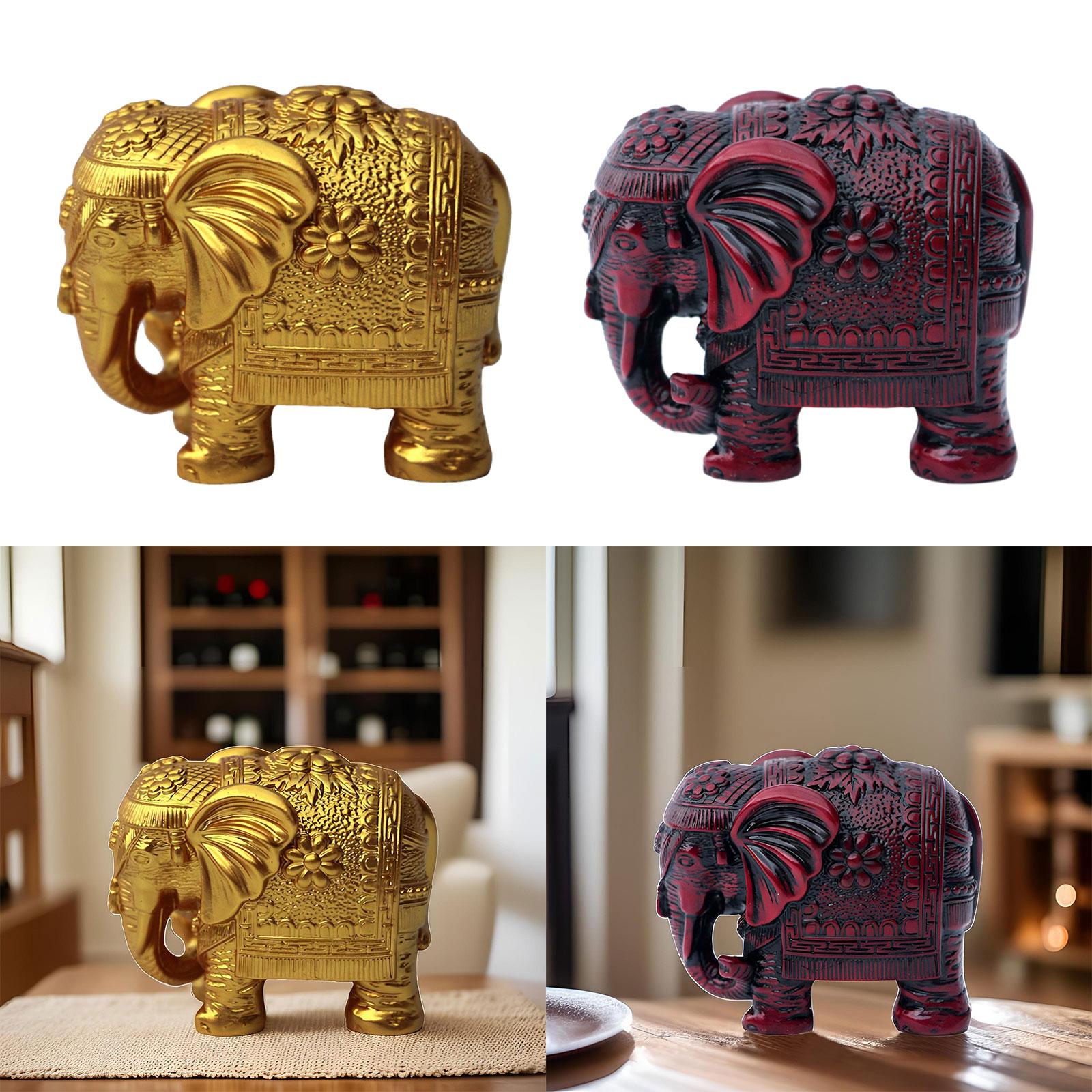 Elephant Statue Home Decoration Tabletop Figurines for Entrance Parties Home Gold