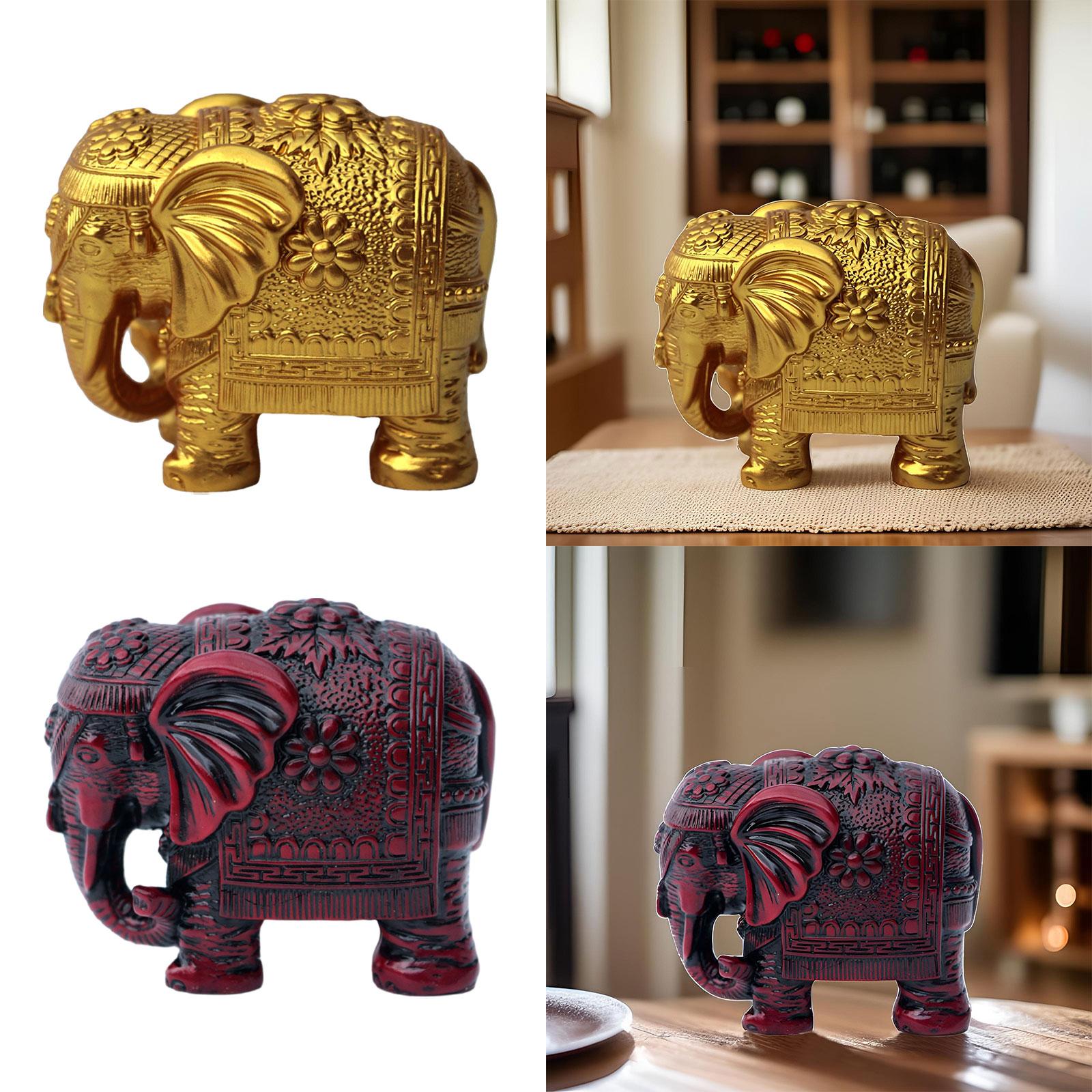 Elephant Statue Home Decoration Tabletop Figurines for Entrance Parties Home Gold