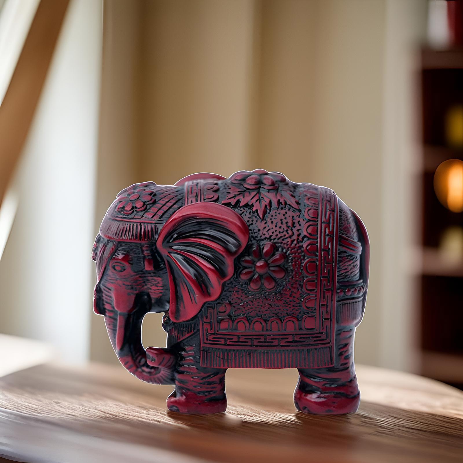 Elephant Statue Home Decoration Tabletop Figurines for Entrance Parties Home Red