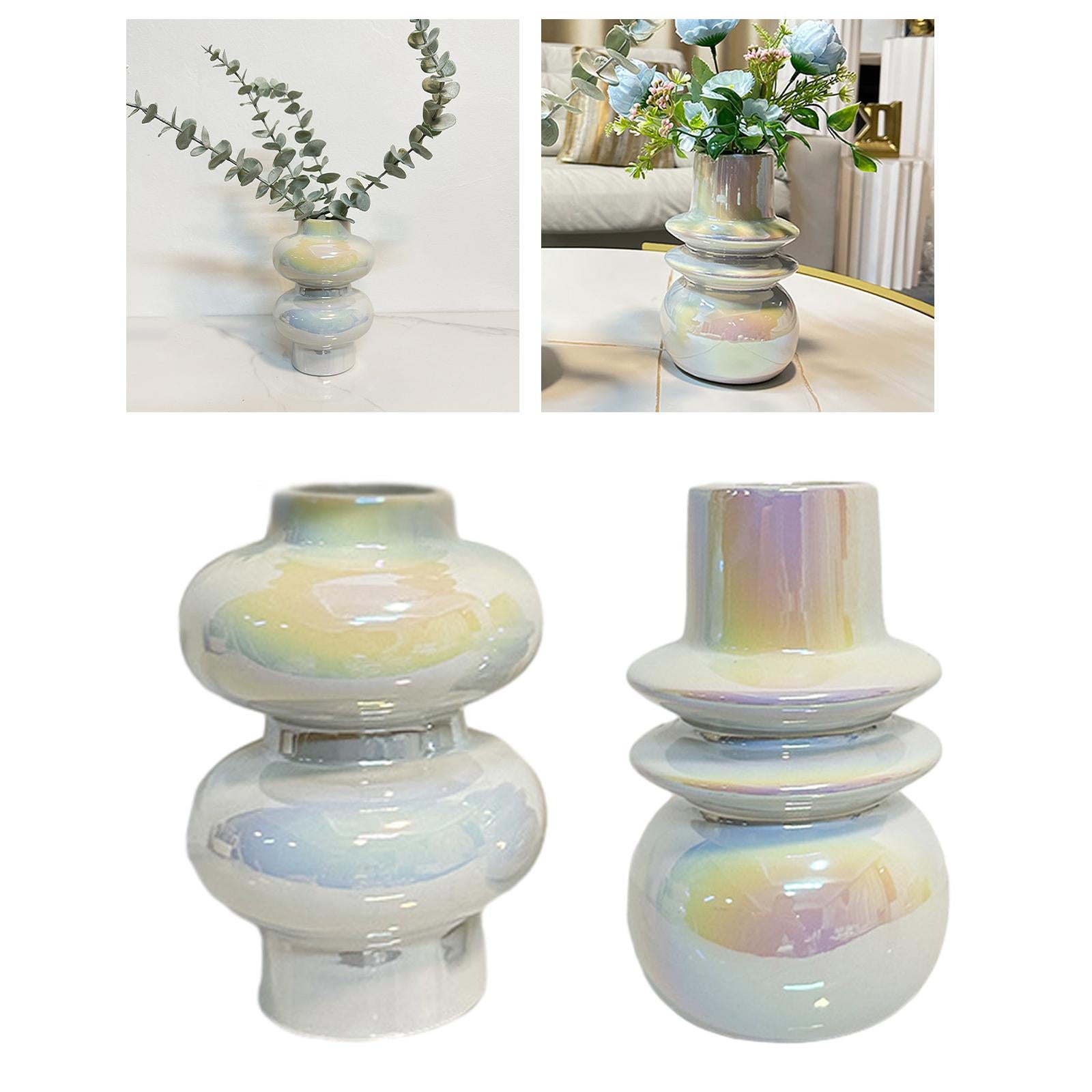 Ceramic Vase Minimalist Decorative Flower Vase for Office Coffee Centerpiece 13cmx13cmx20cm