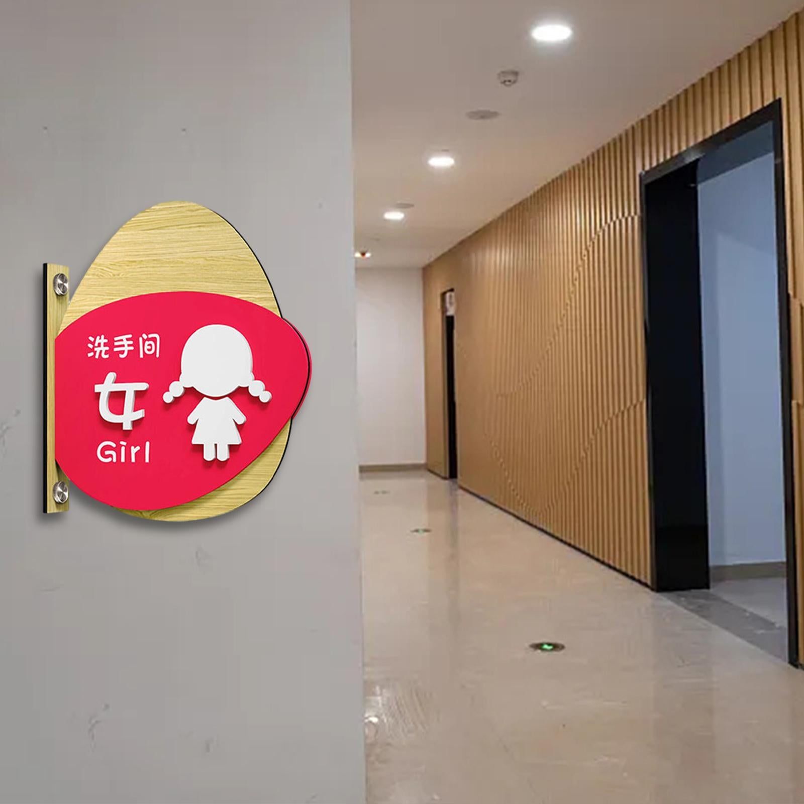 Toilet Sign Washroom Children Double Layers Door Hotel Wall Boy Girl WC Sign Double sided girl